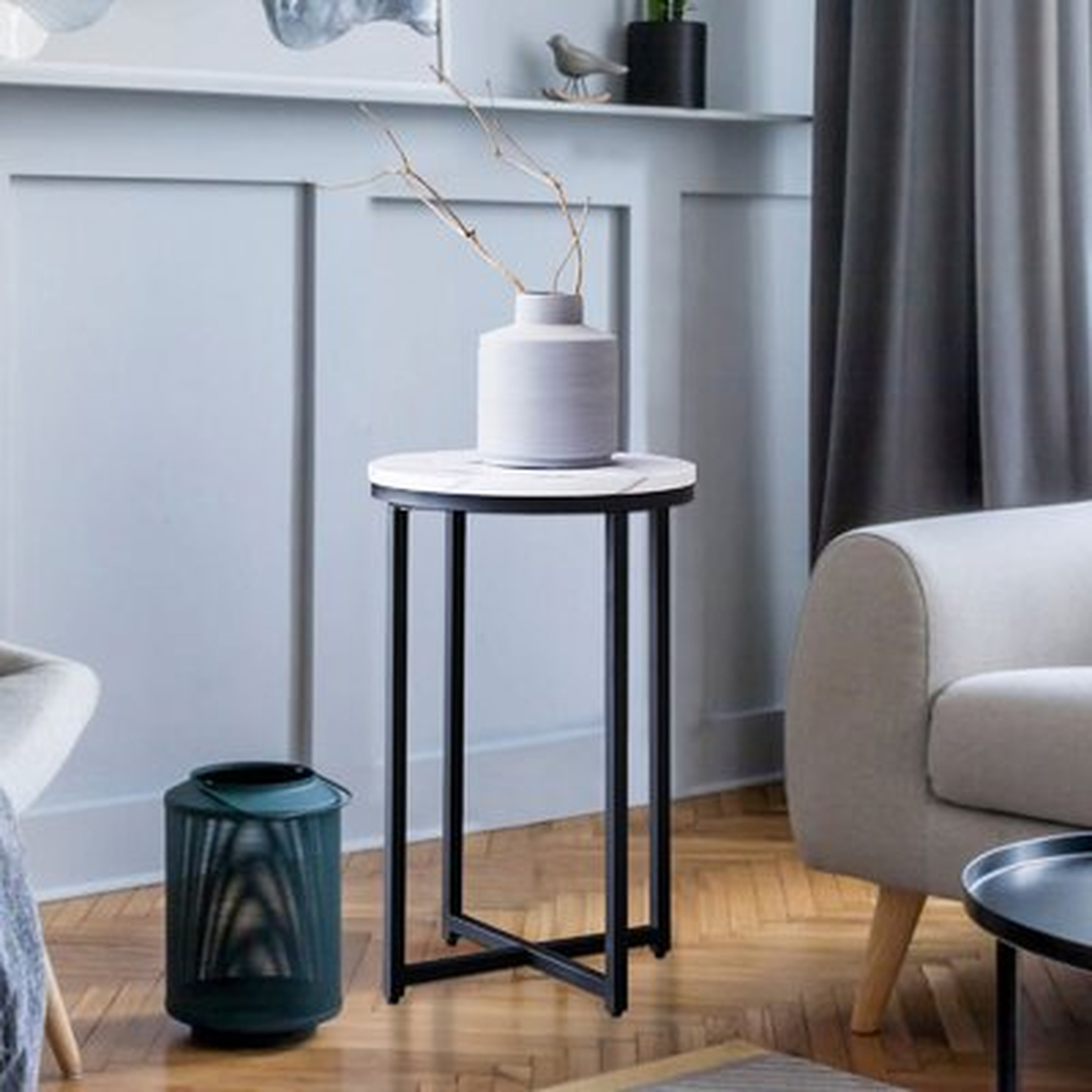 16 Inch Modern Metal And Marble Round Side Accent Living Room Storage Small End Table - Wayfair