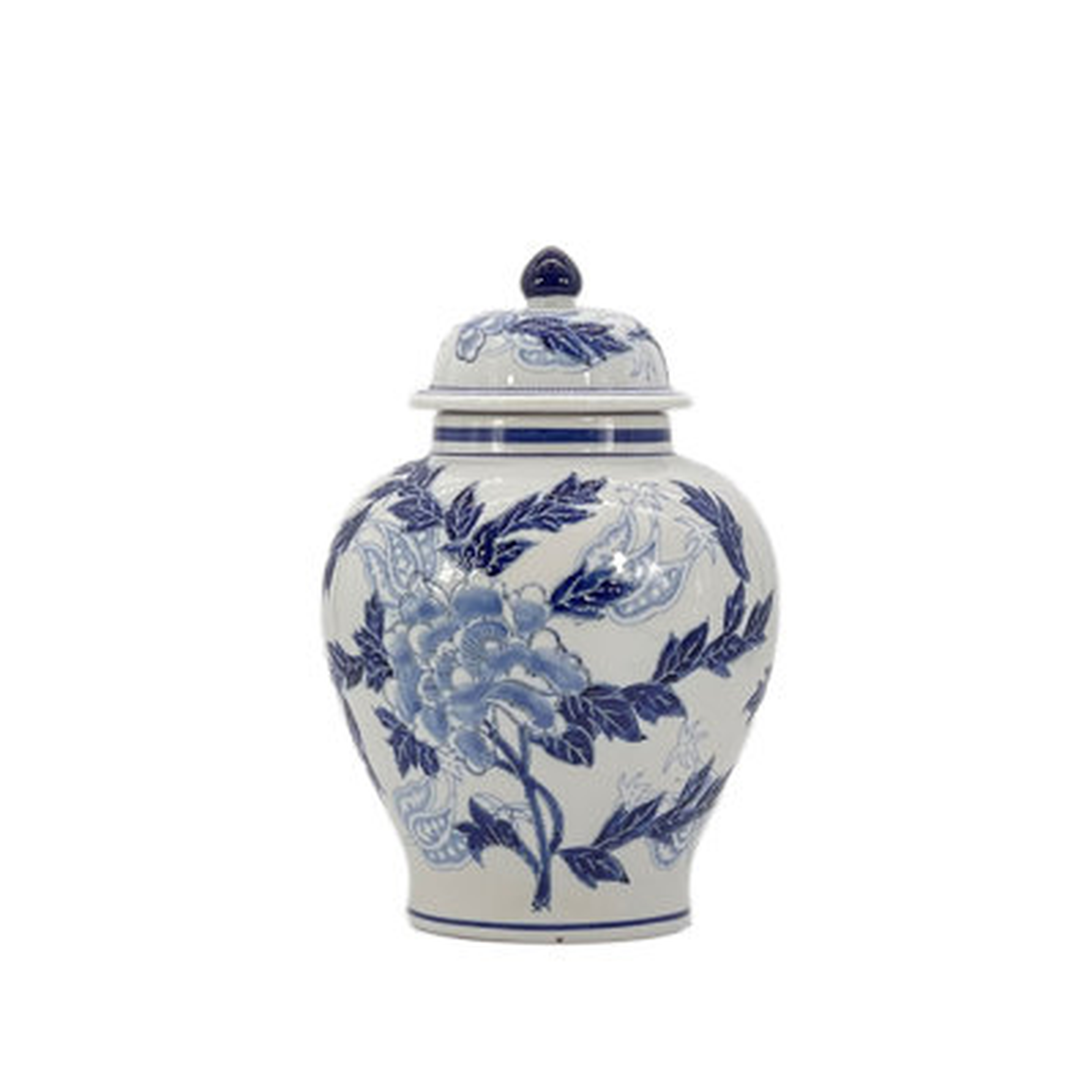Floral Chinoiserie Jar 12", Light Blue - Wayfair