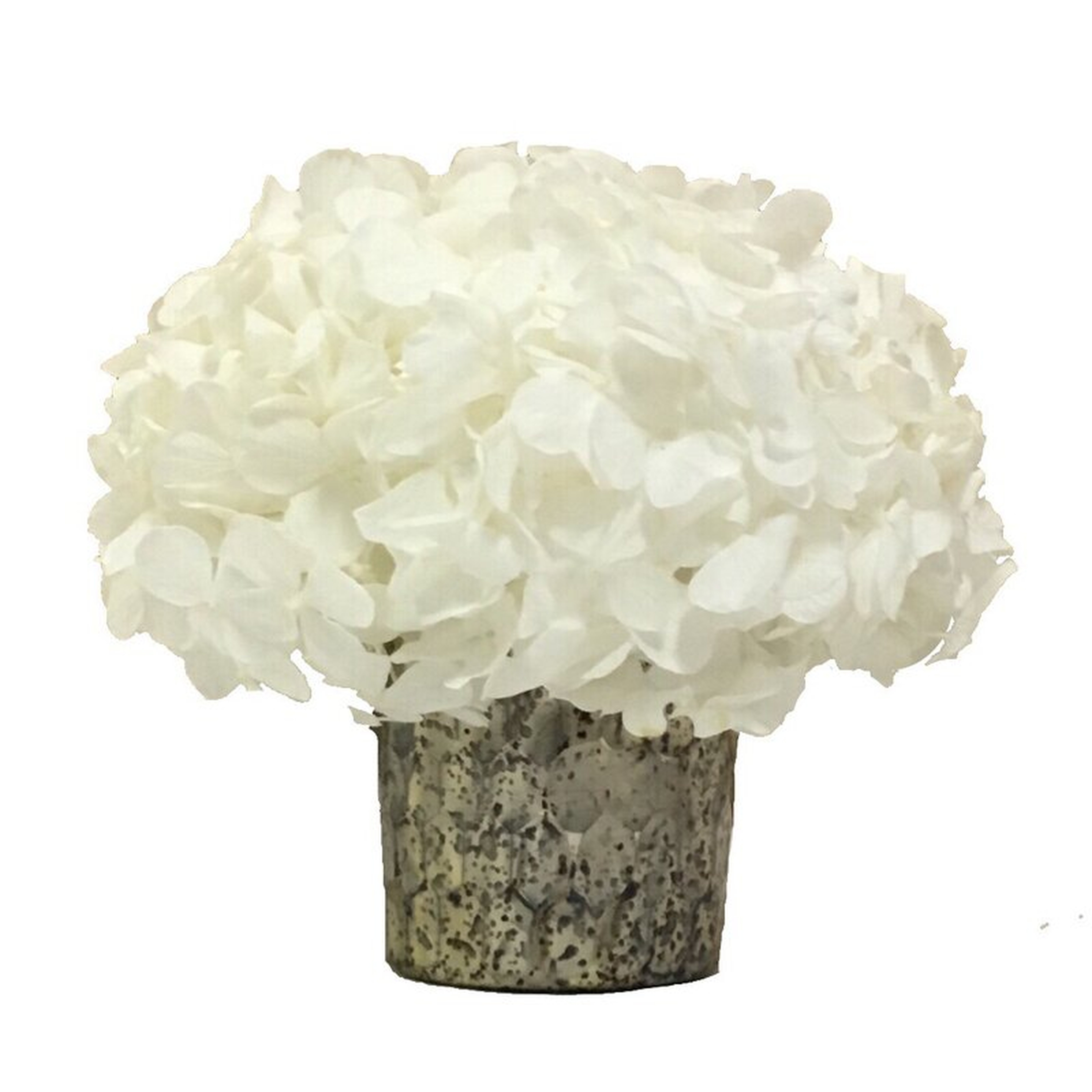 Glass Votive Hammered - Hydrangea White Flowers/Leaves Color: White - Perigold