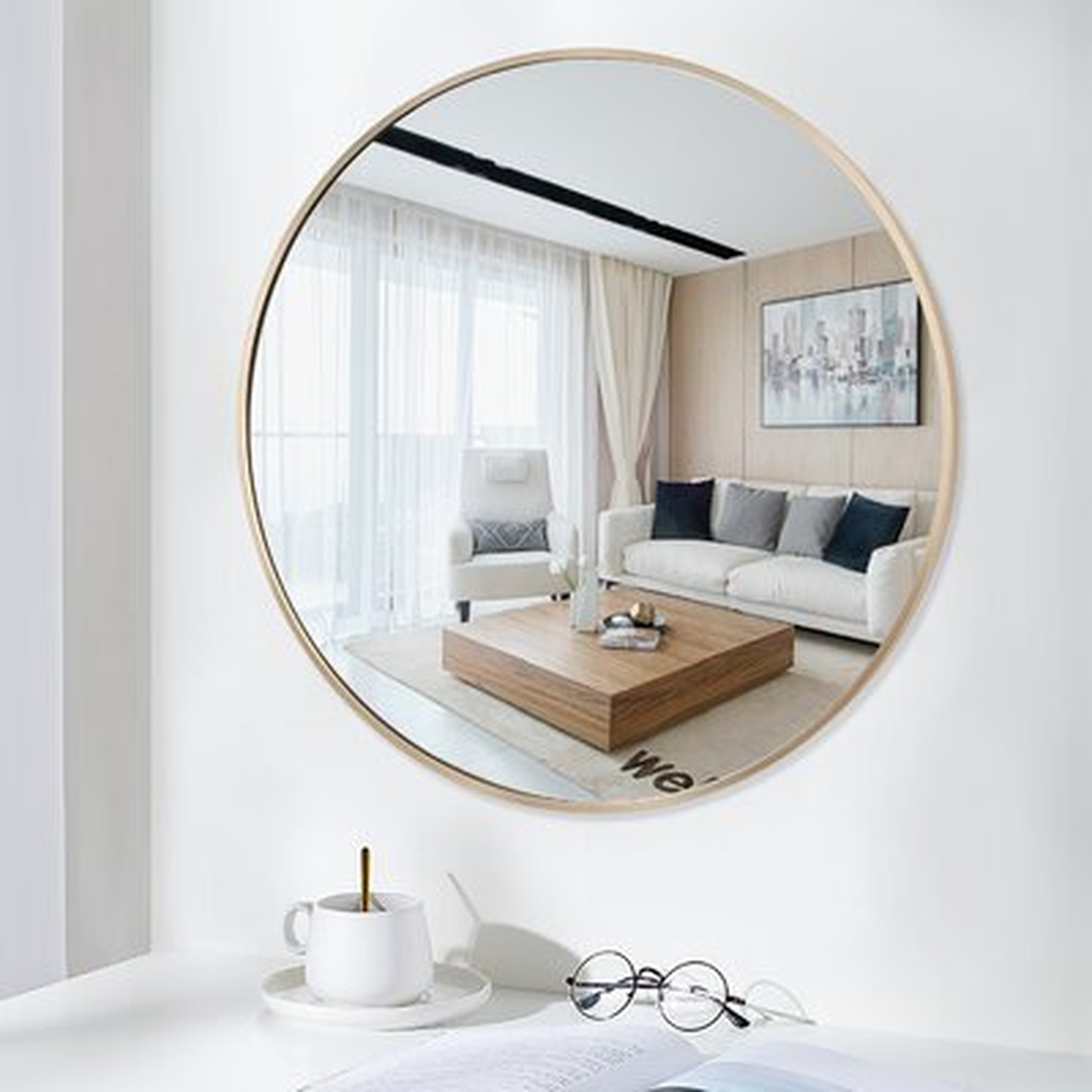 Archbald Modern and Contemporary Beveled Venetian Accent Mirror, Gold 30" - Wayfair