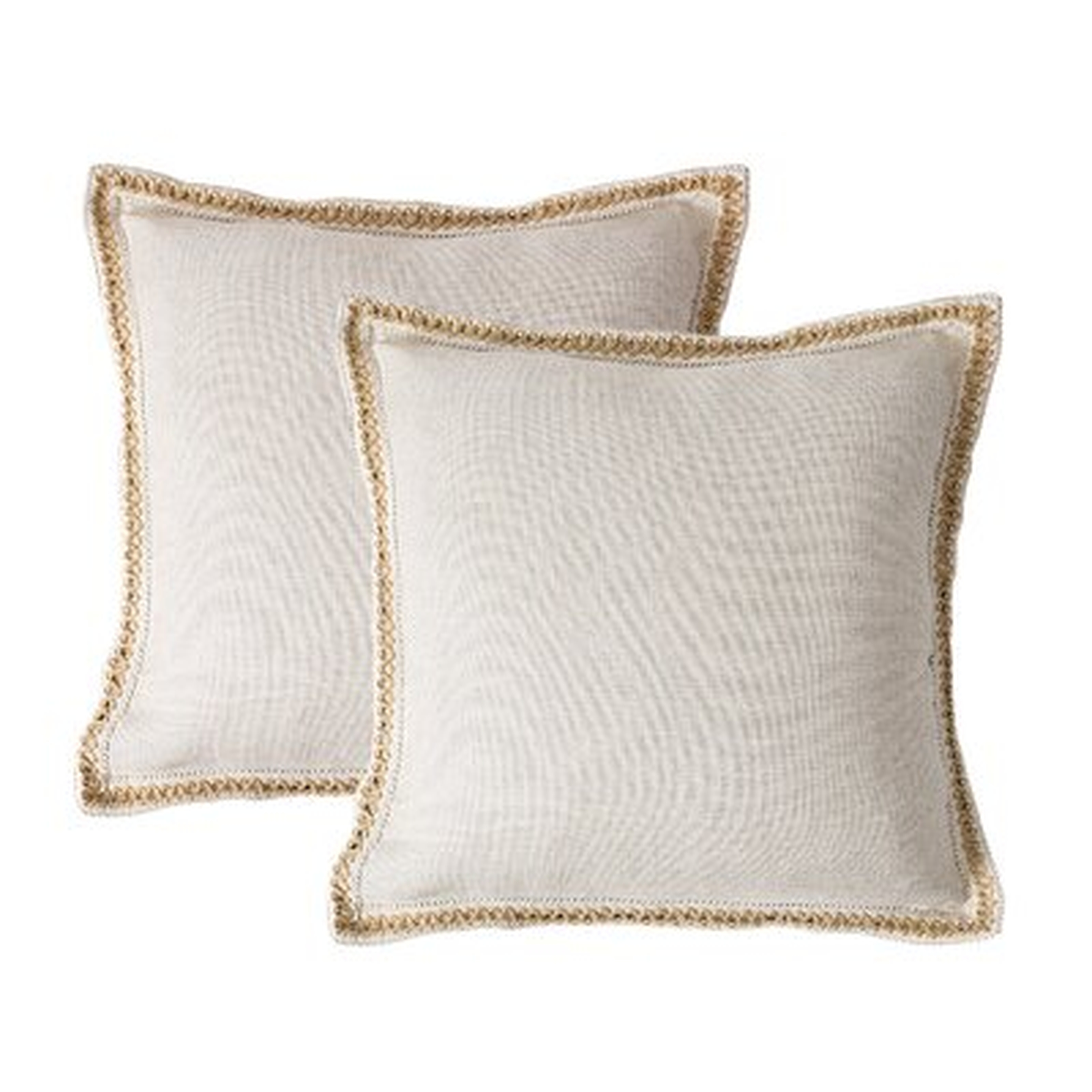 Set Of 2 Throw Pillow Covers Vintage Linen Trimmed Cushion Covers - Wayfair