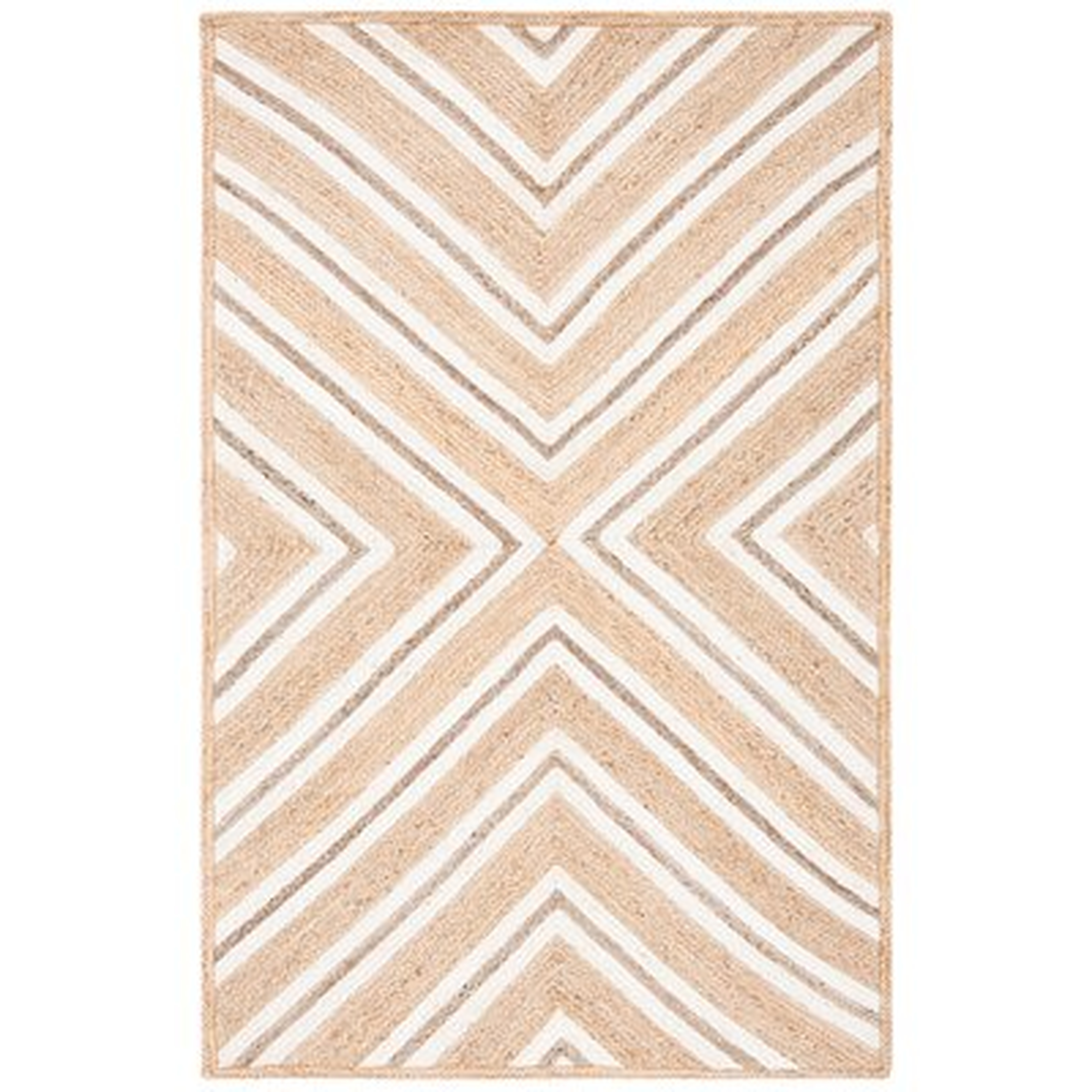 Ramey Geometric Handmade Flatweave Jute Natural/Ivory Area Rug - Wayfair