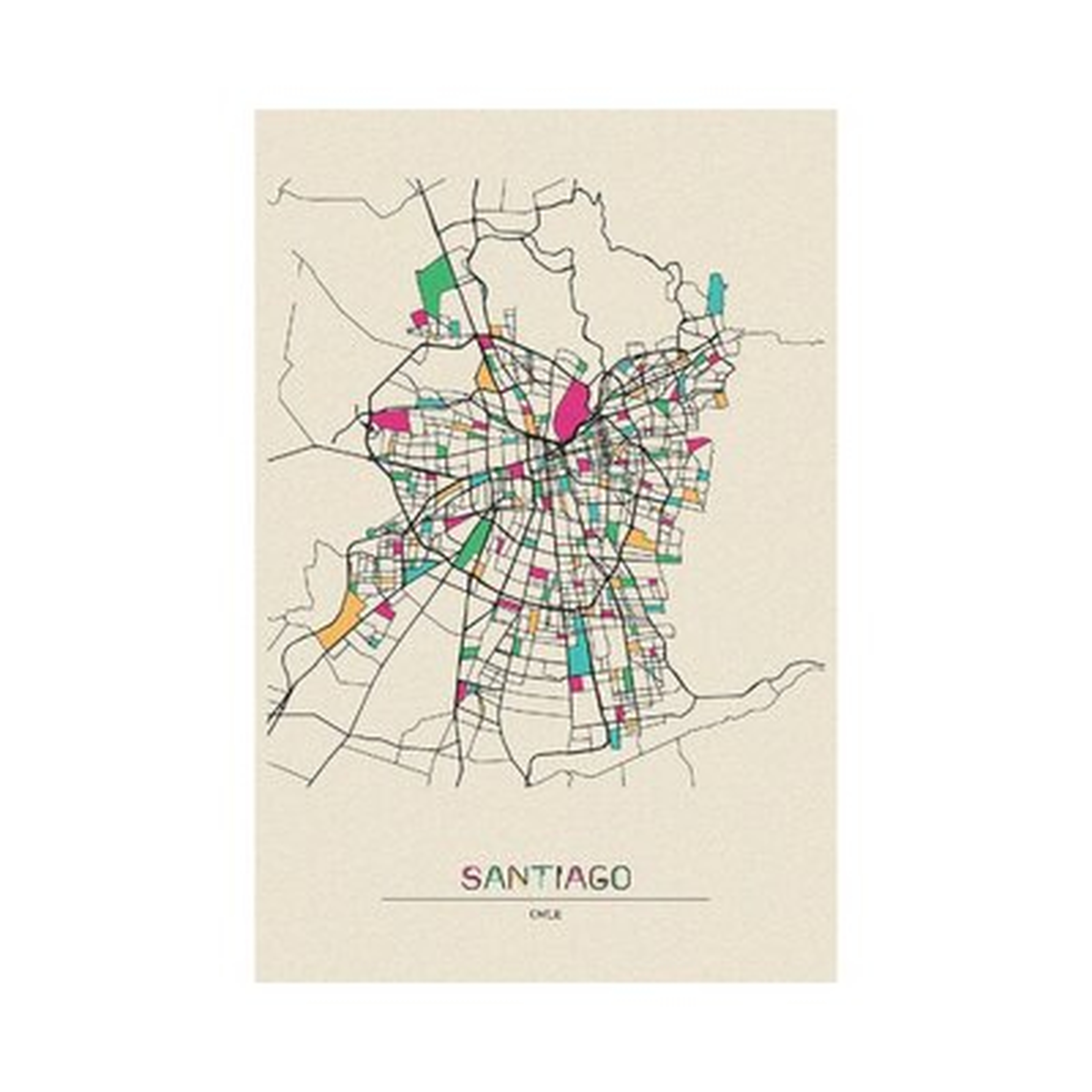 Santiago, Chile Map by - Gallery-Wrapped Canvas Giclée - Wayfair