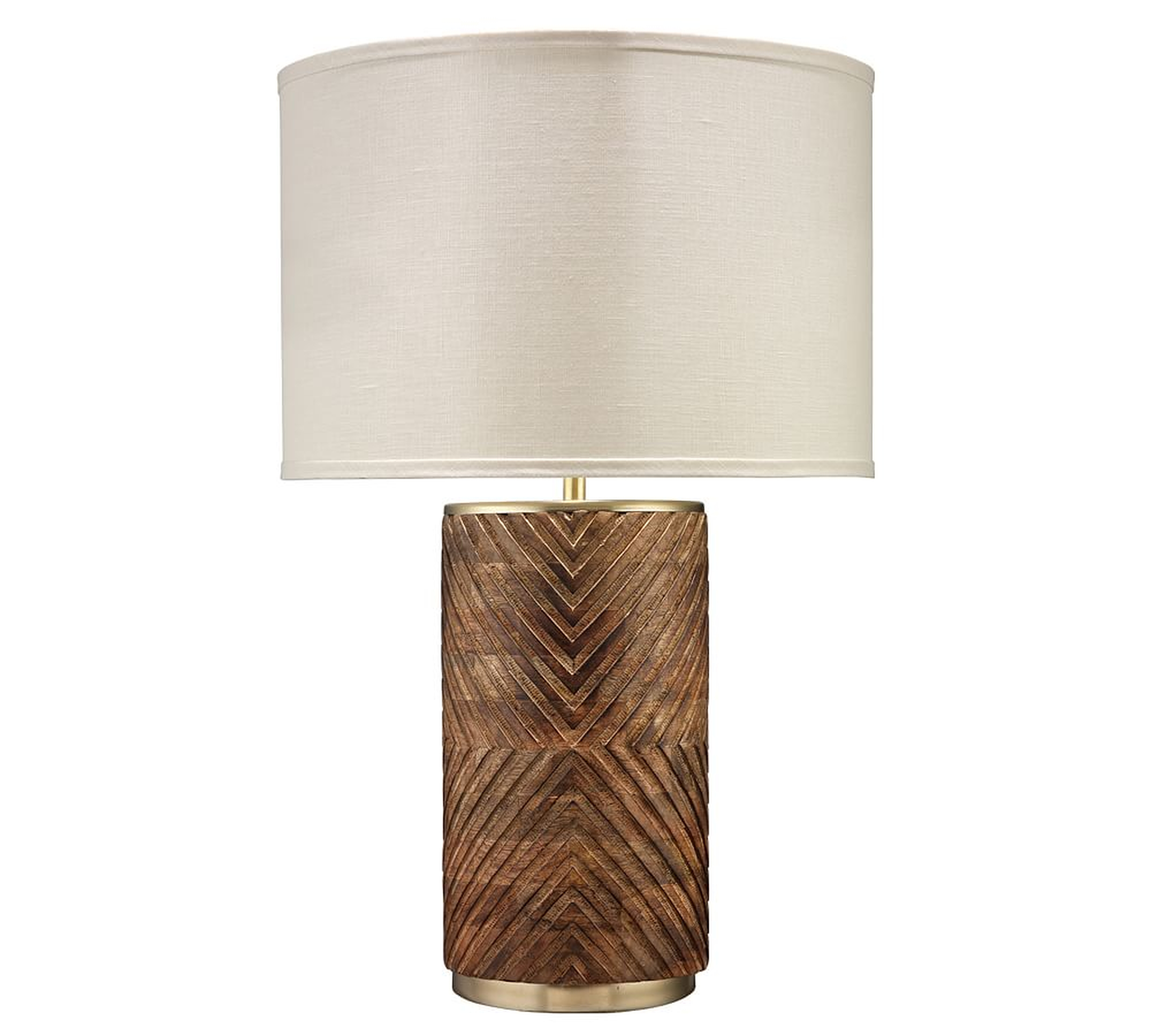 Solana Hand Carved Wood Table Lamp, Matte Brass - Pottery Barn