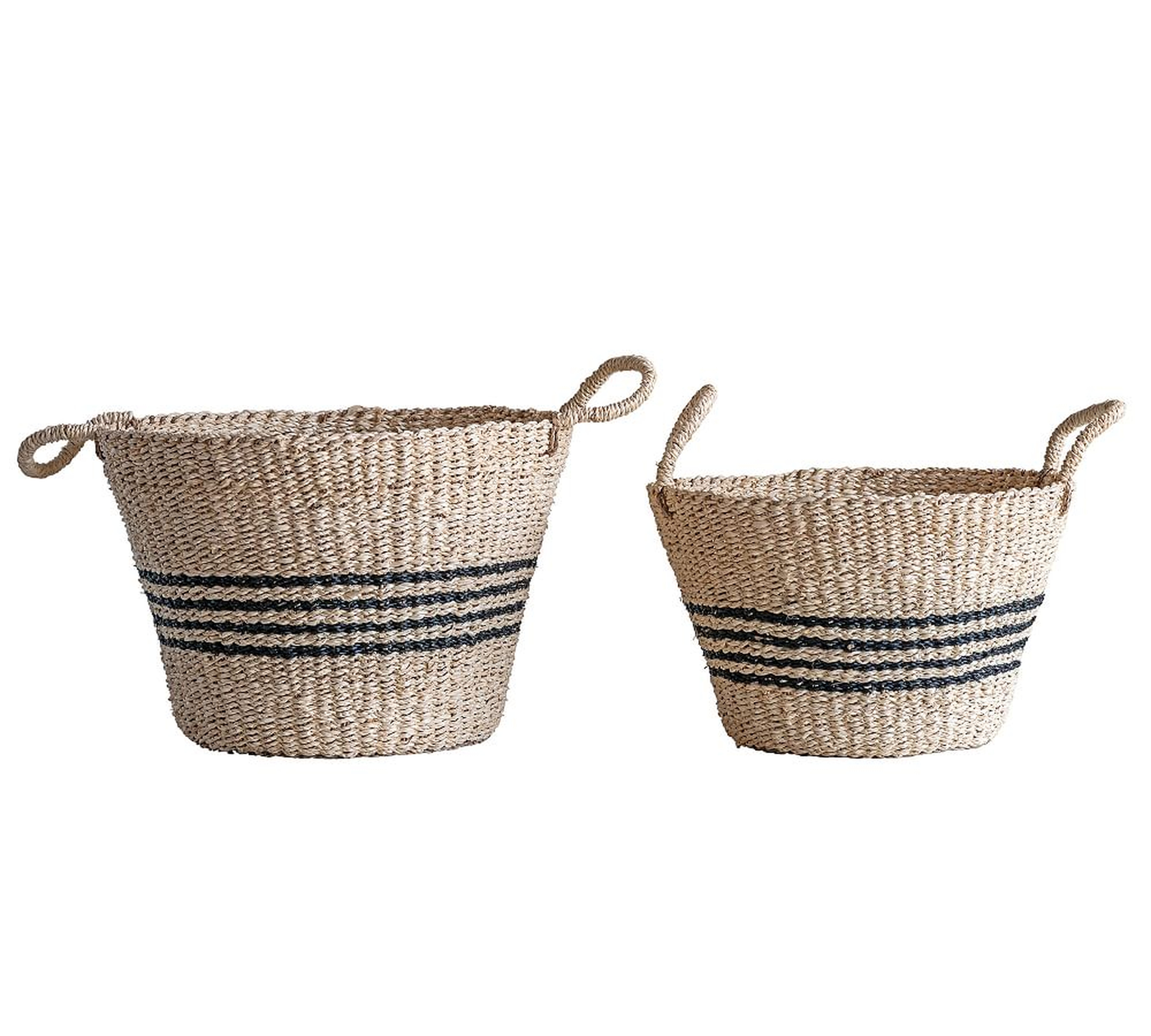 Madelyn Striped Seasgrass Baskets, Set of 2 - Pottery Barn