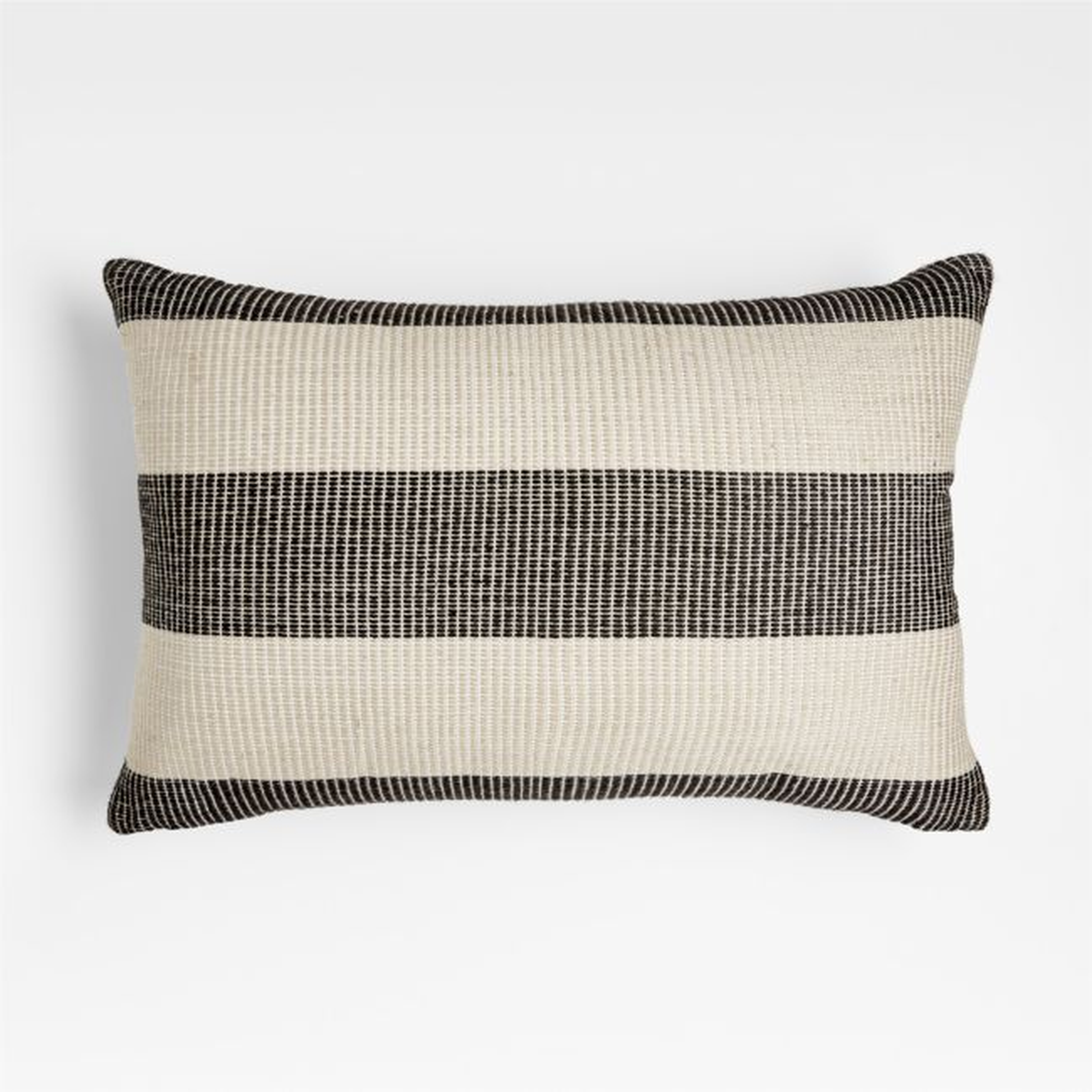 Ink Black 24x16 Soft Textured Stripe Indoor/Outdoor Throw Pillow - Crate and Barrel