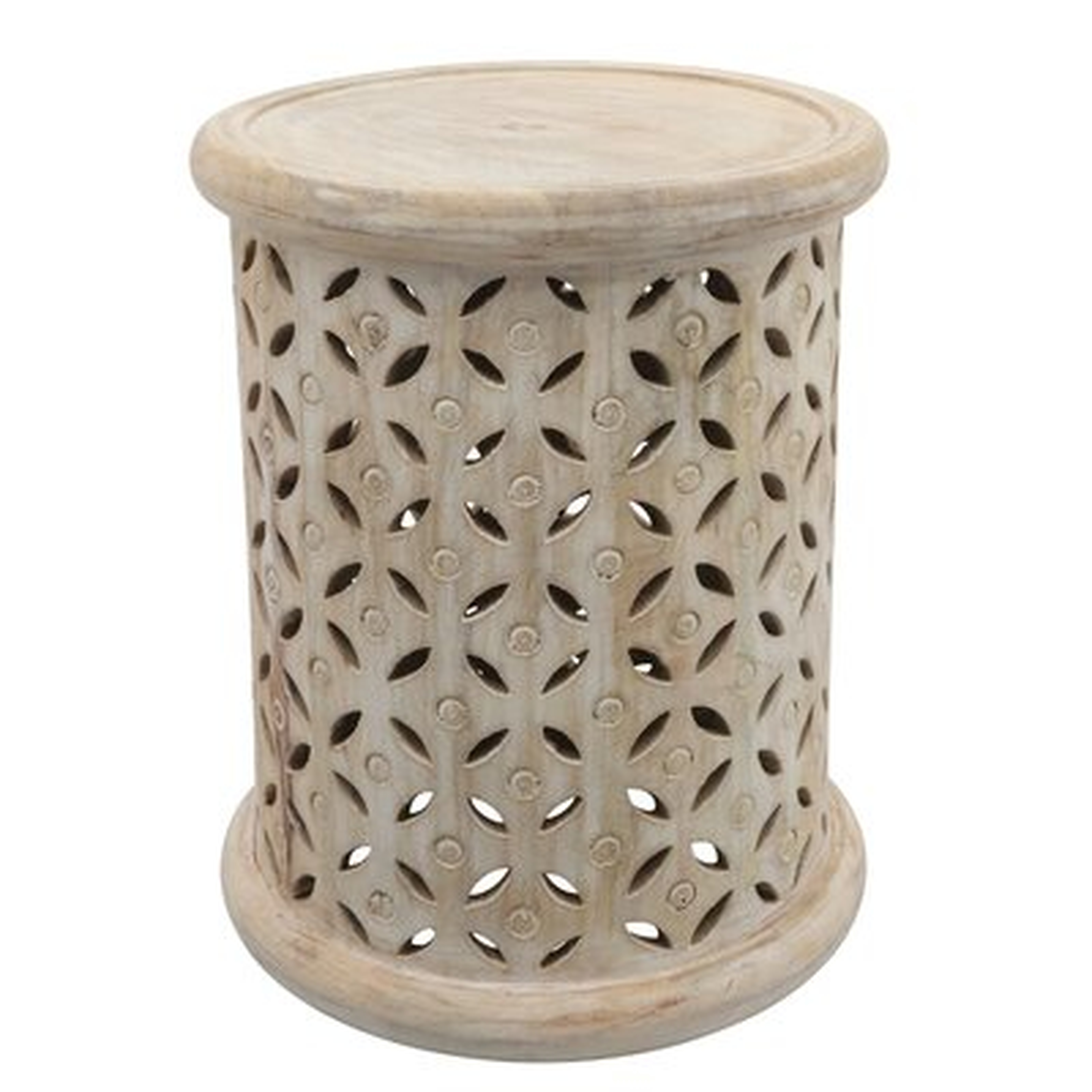 Wood, 18" Carved Side Table, White - Wayfair