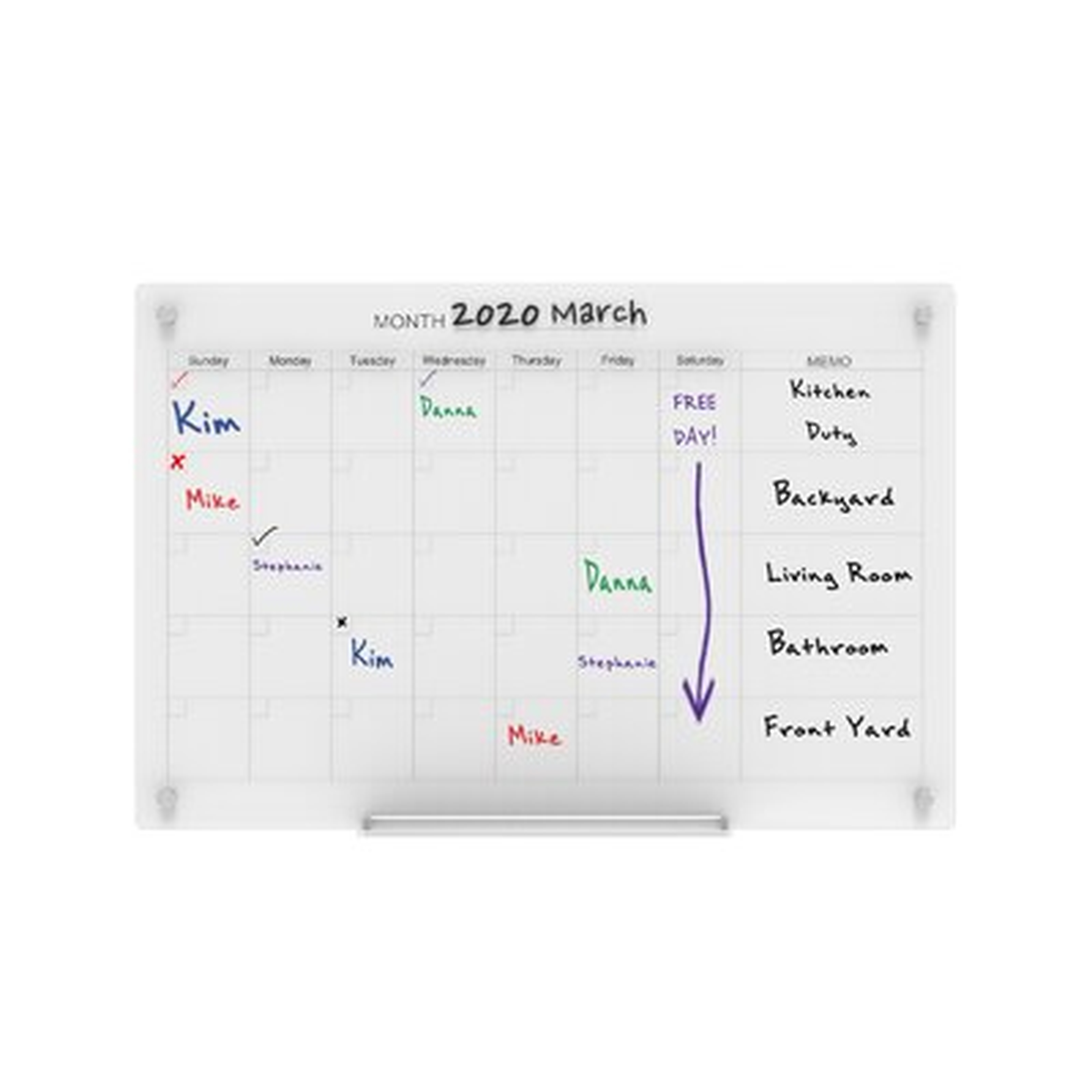 Calendar Dry-Erase Wall Mounted Magnetic Glass Board - Wayfair