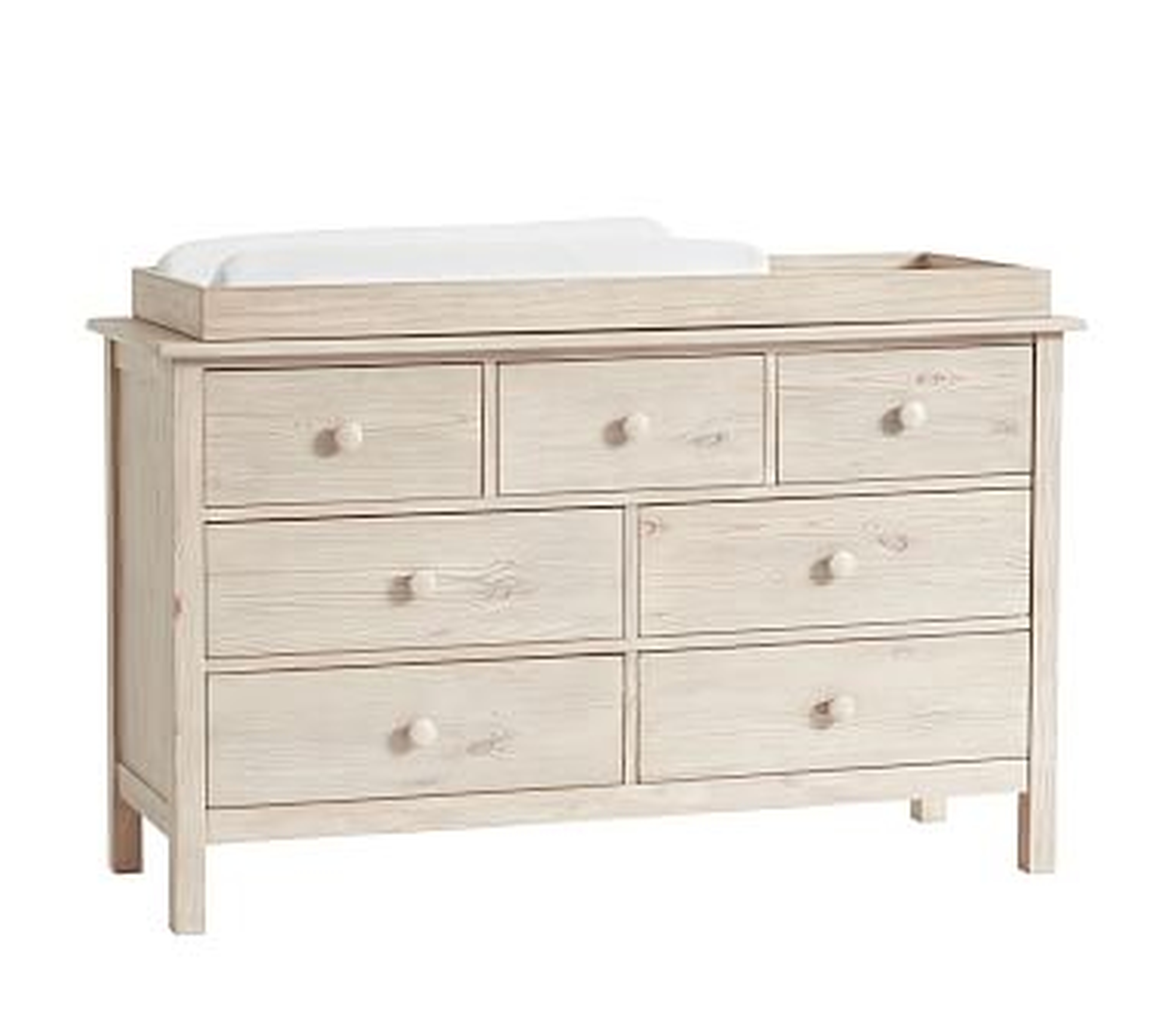 Kendall Extra Wide Nursery Dresser &amp; Topper Set, Weathered White, Flat Rate - Pottery Barn Kids