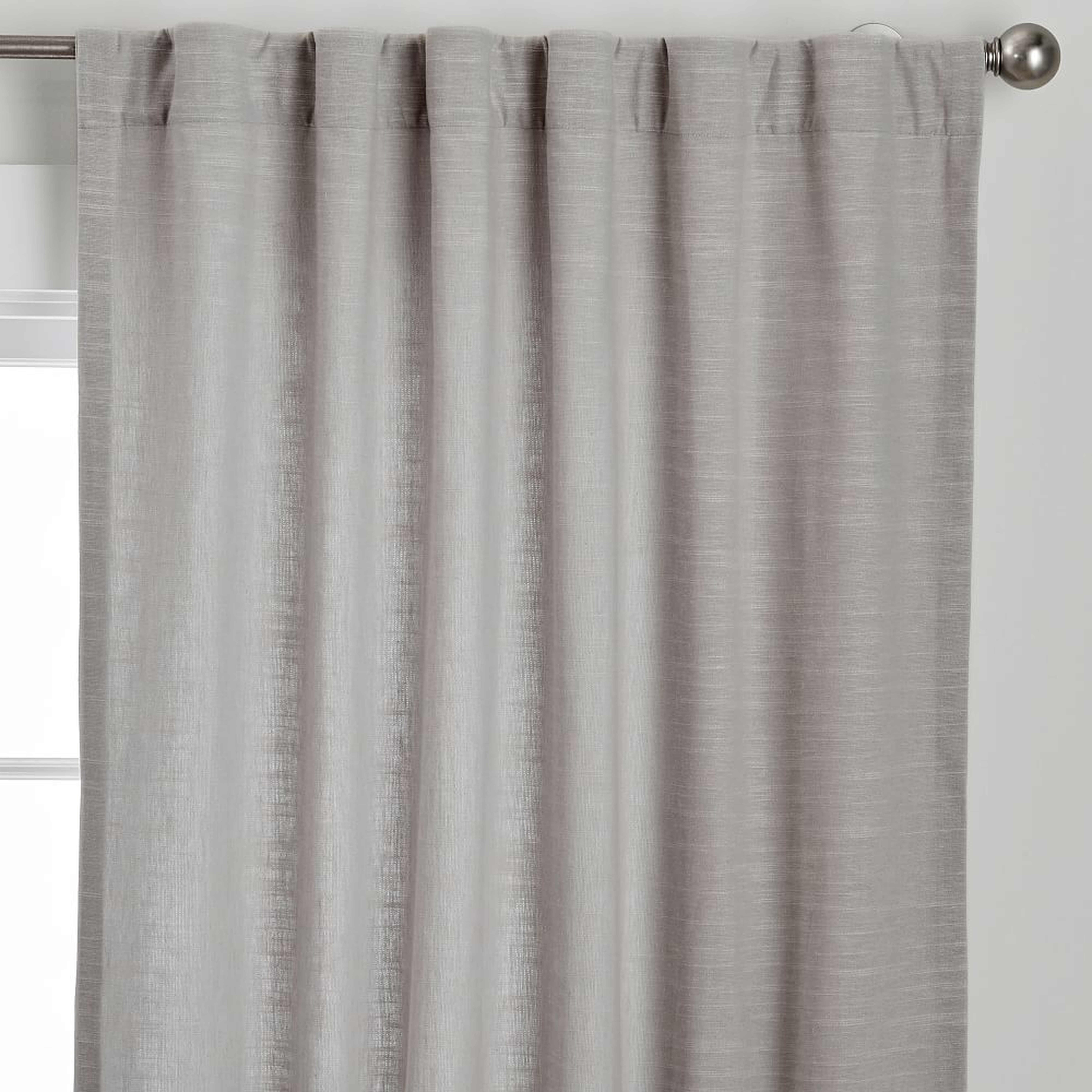 Cotton Linen Semi-Sheer Curtain, Gray, 44" x 96" - Pottery Barn Teen