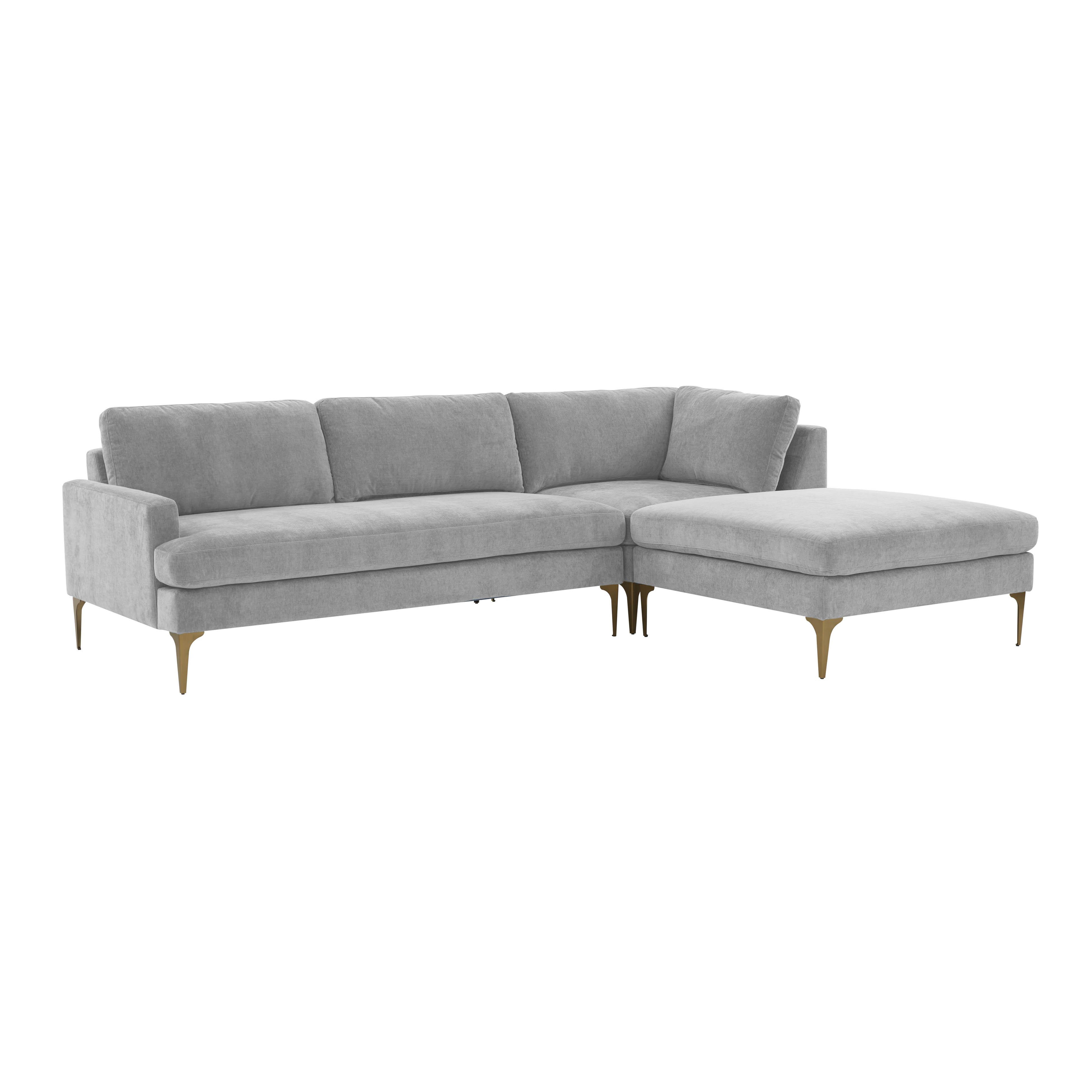 Kylee Gray Velvet RAF Chaise Sectional - TOV FURNITURE