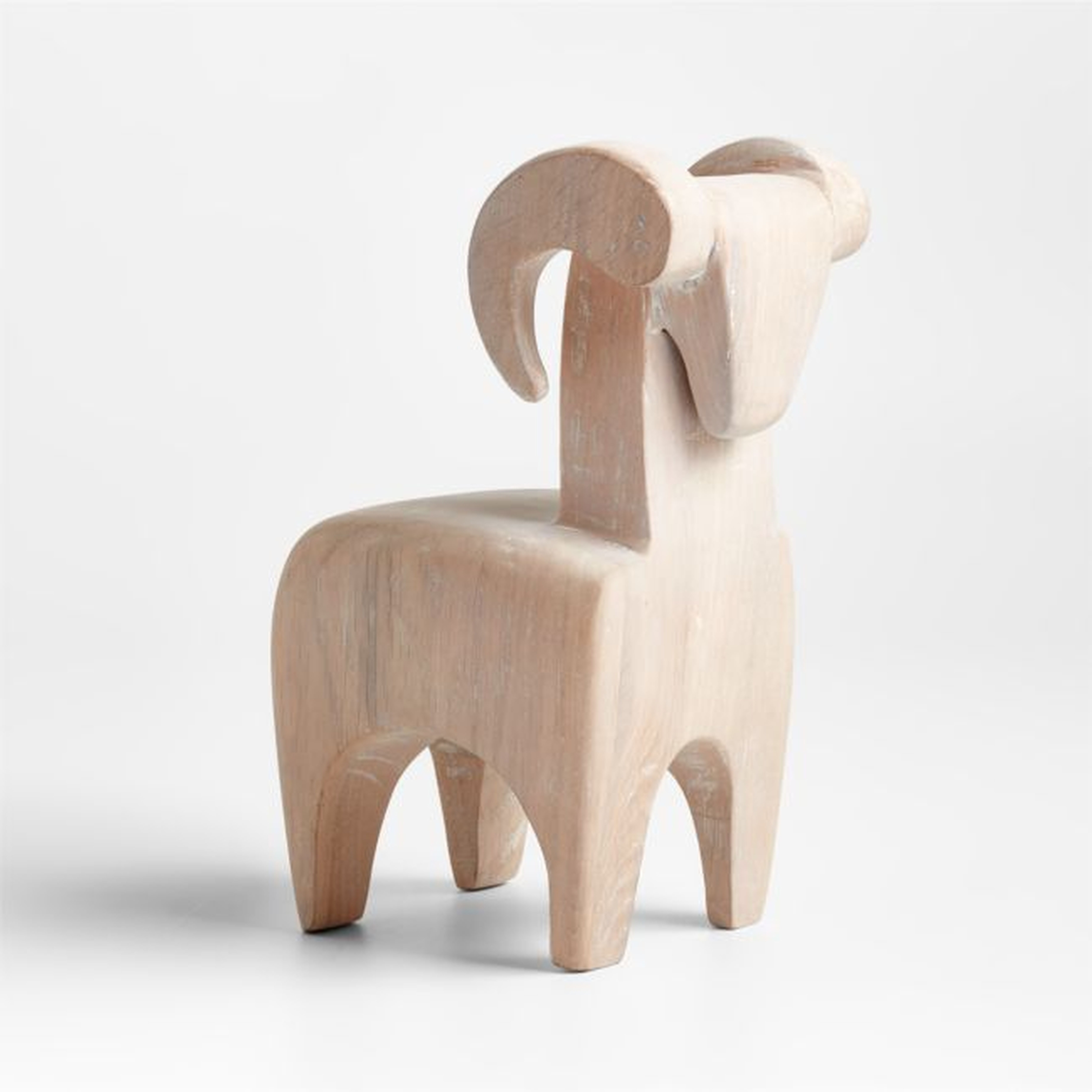 White Wood Ram Sculpture 9.5" - Crate and Barrel