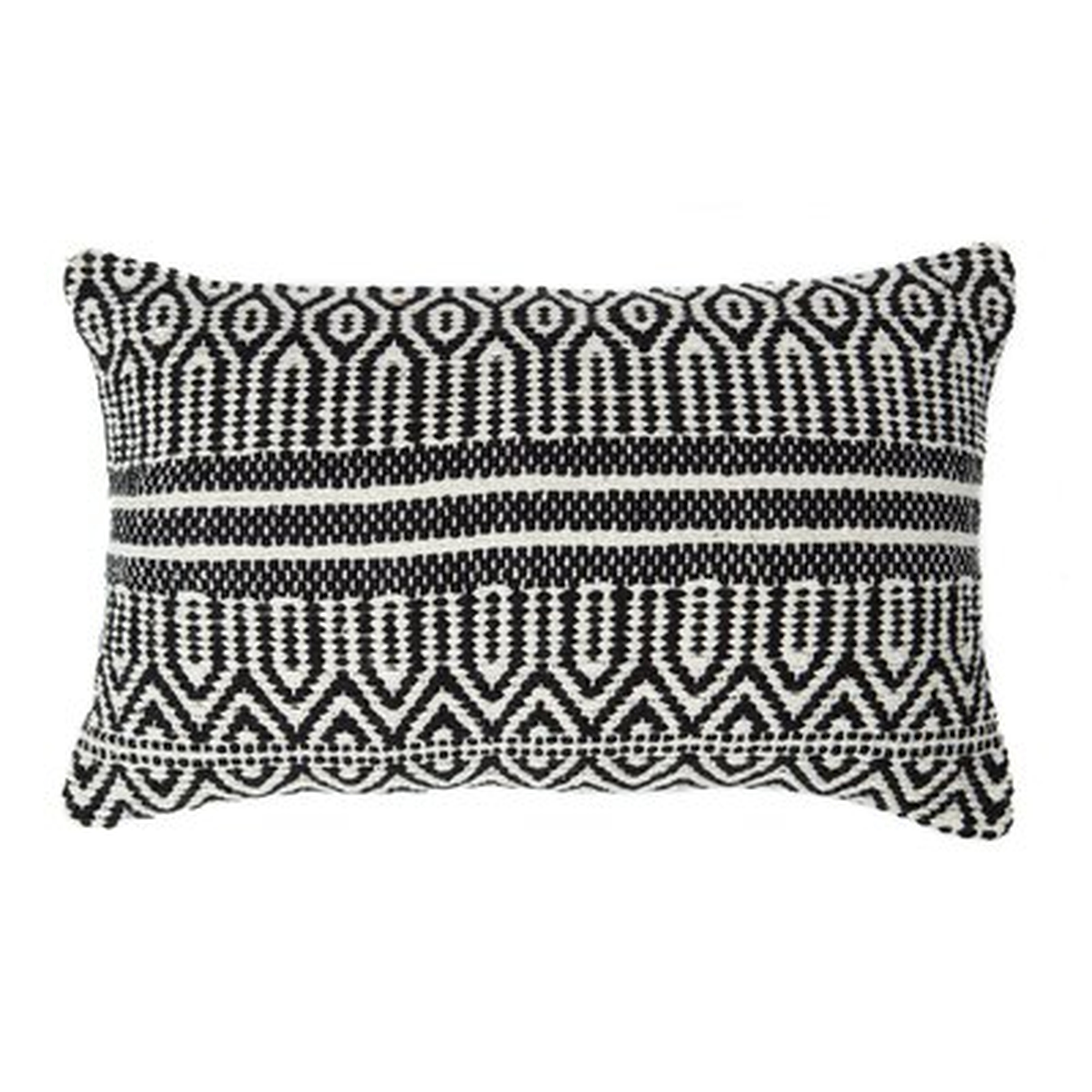 Union Rustic Jacquard Cotton Black And White Natural Stripe Pattern Lumbar Throw Pillow Cover - Wayfair