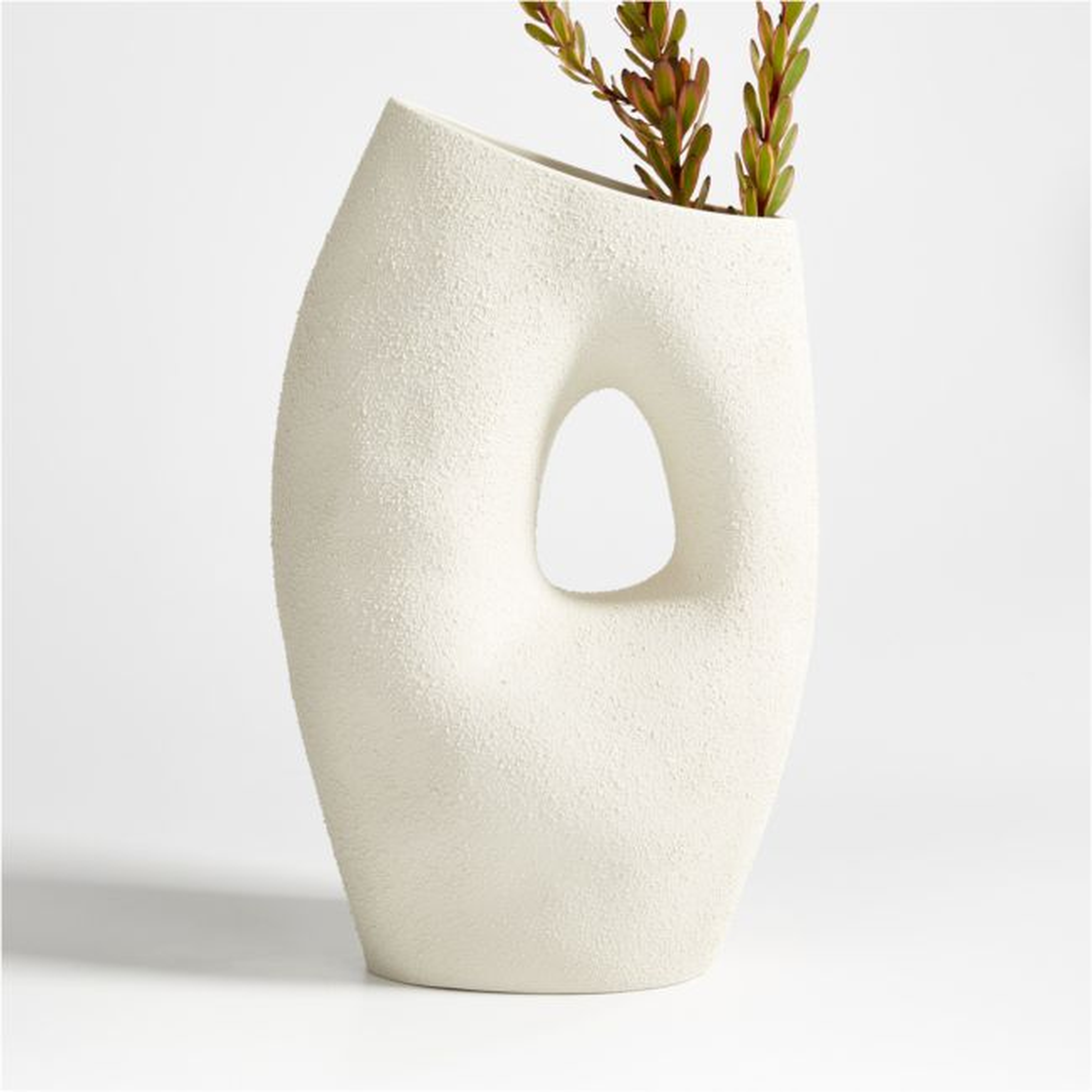 Clyborne Textured White Ceramic Vase 16" - Crate and Barrel