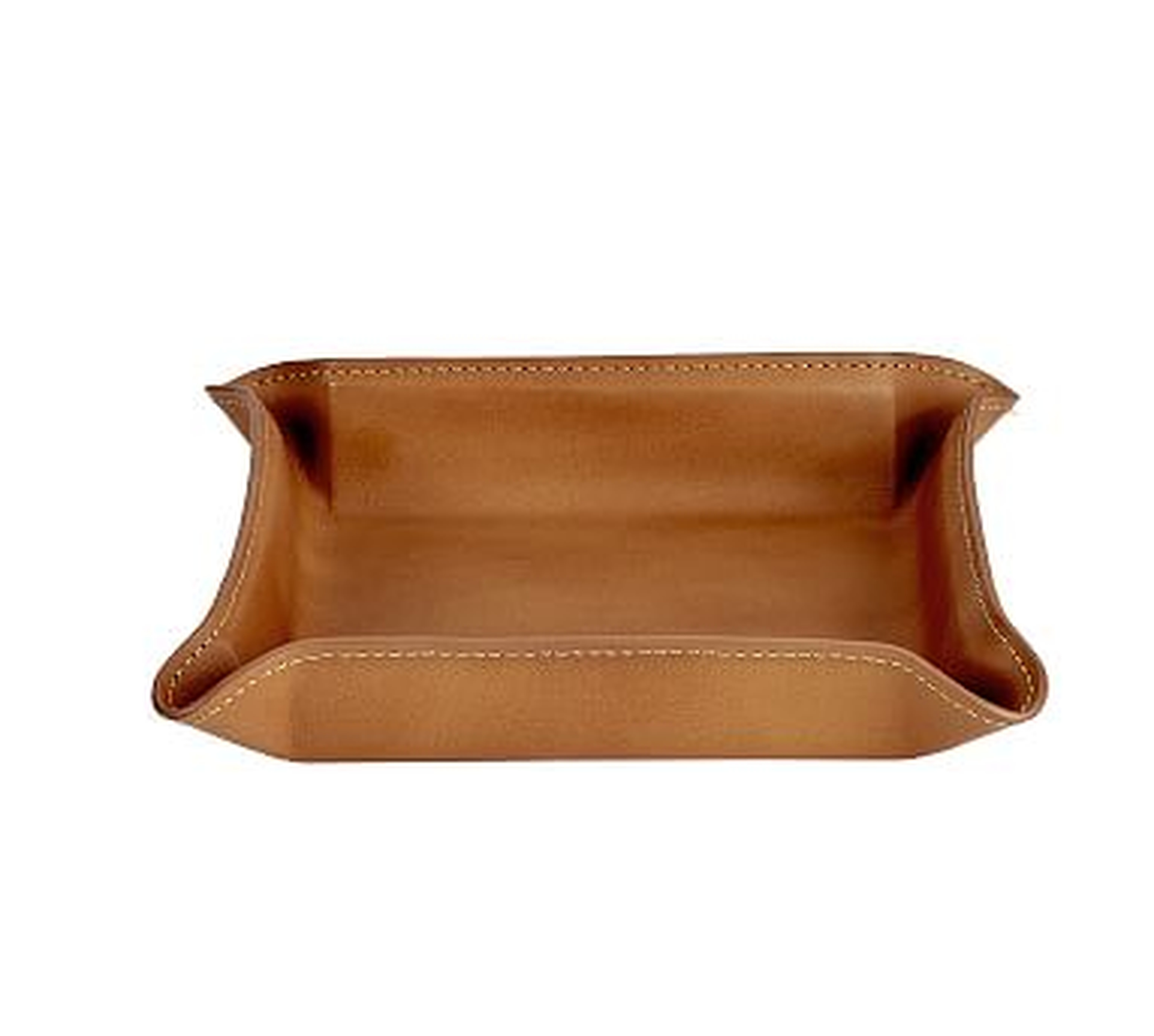Marlo Leather Catchall, Tan - Pottery Barn