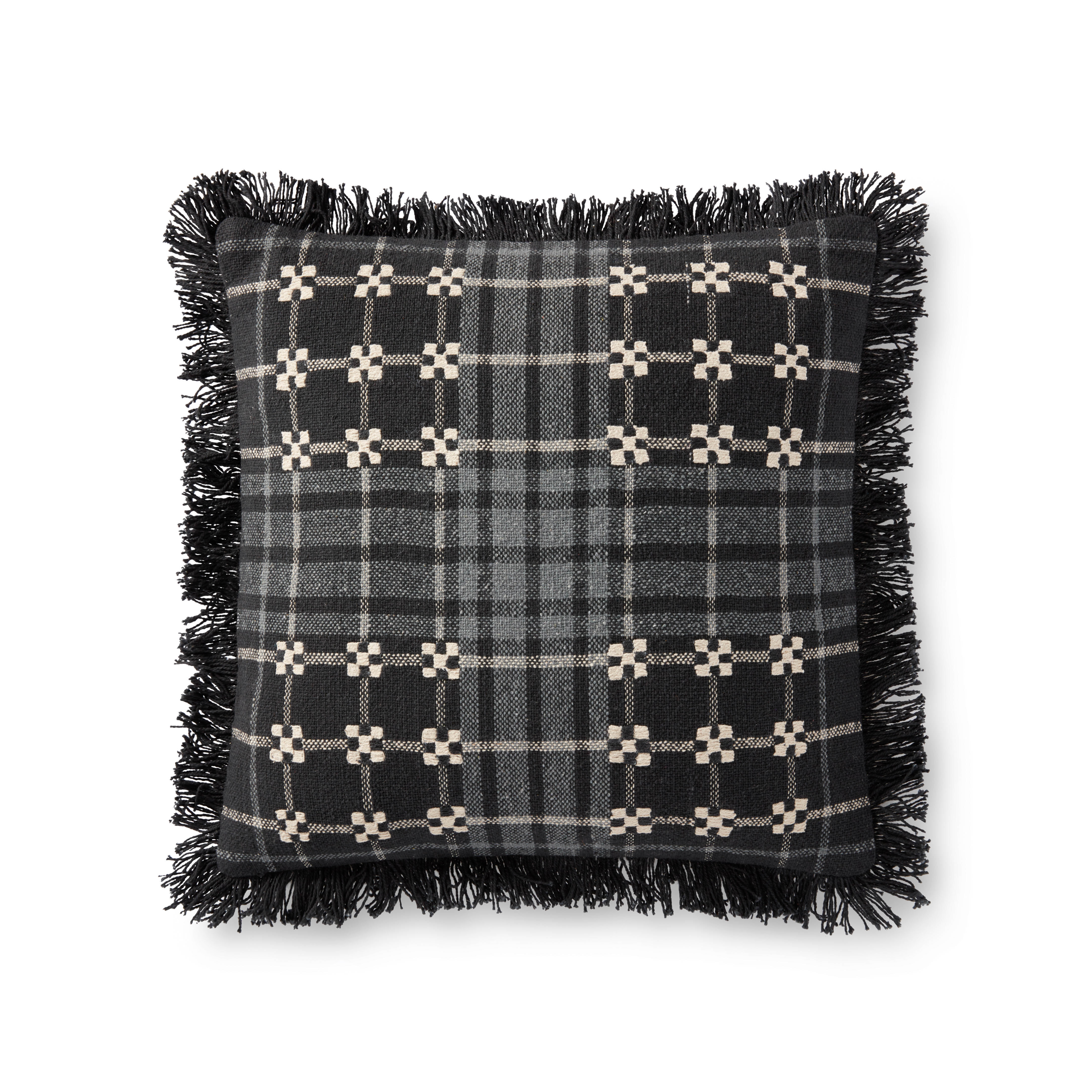 Loloi Pillows Black / Grey 18 " x 18" Cover w/Down - Loloi Rugs