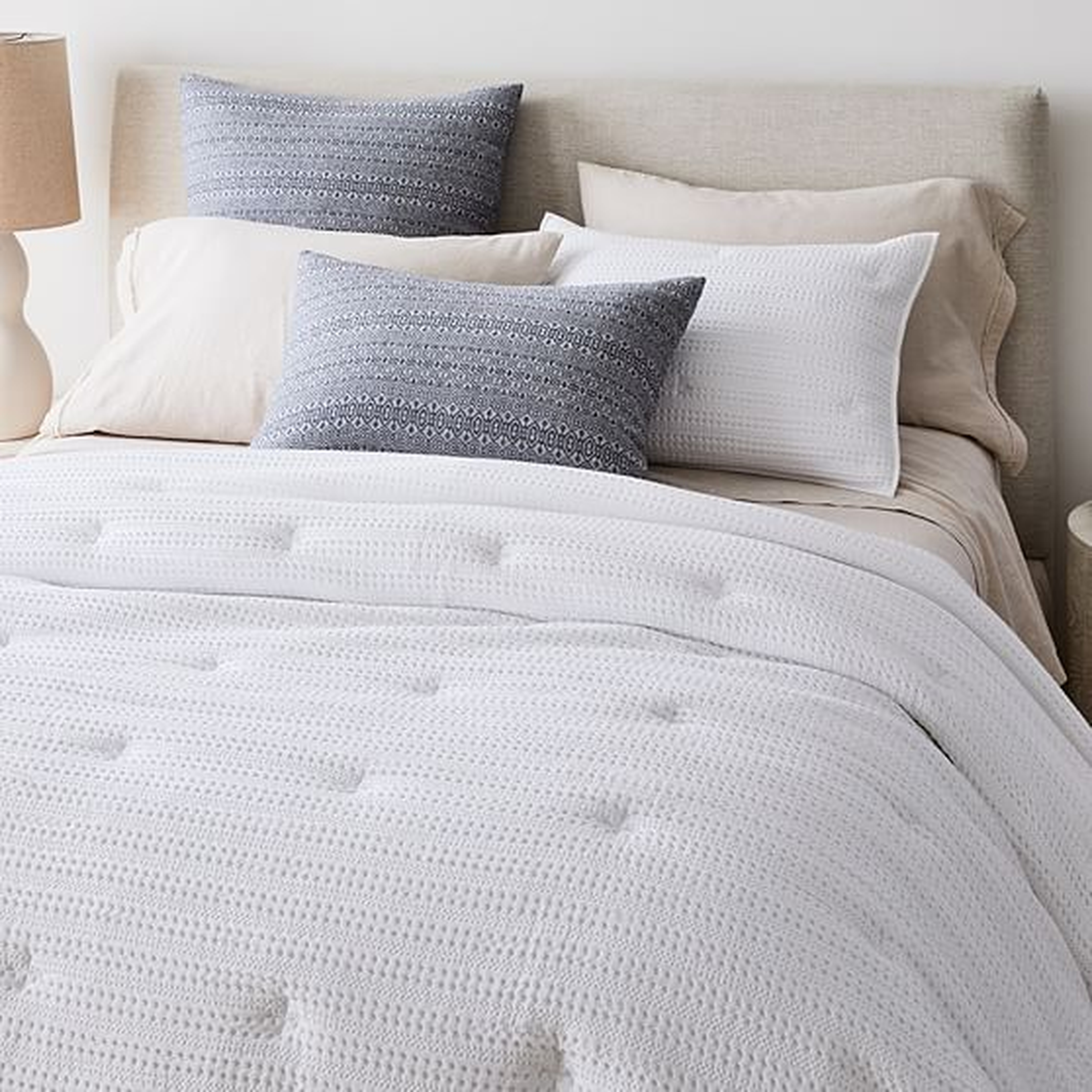Organic Textured Waffle Quilt, Full/Queen, White - West Elm