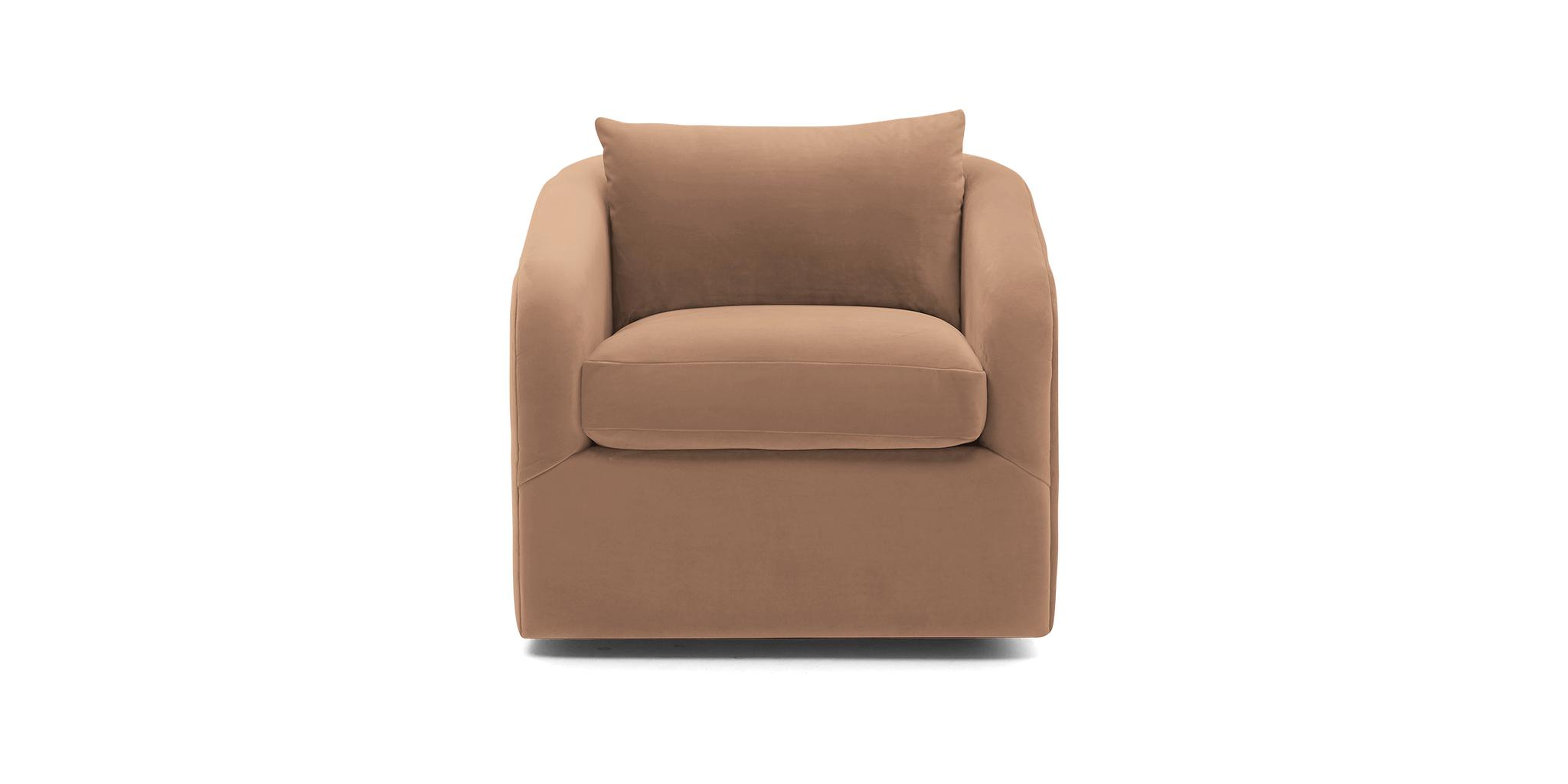 Pink Amelia Mid Century Modern Swivel Chair - Royale Blush - Joybird