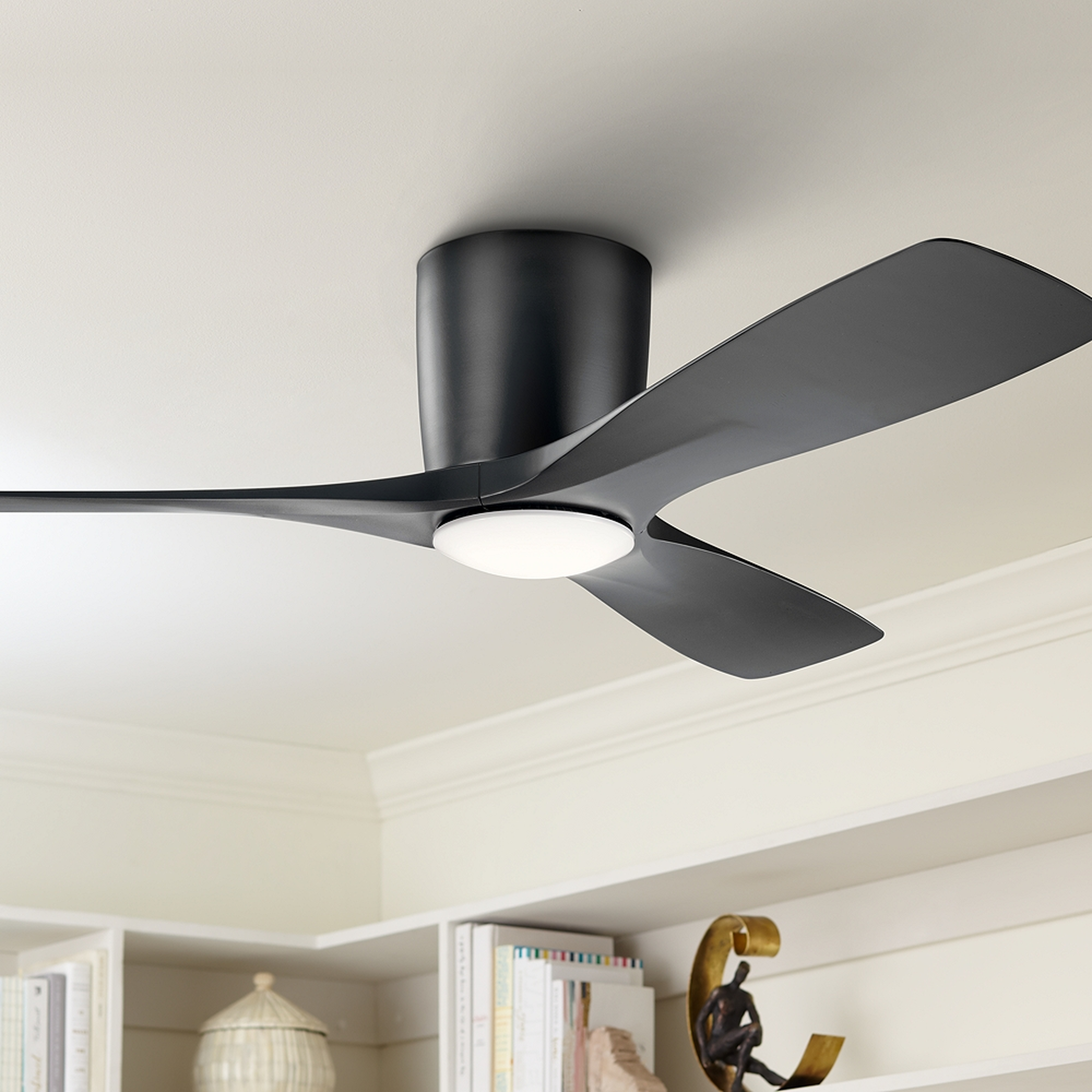 48" Kichler Volos Satin Black Hugger LED Ceiling Fan - Style # 83G85 - Lamps Plus