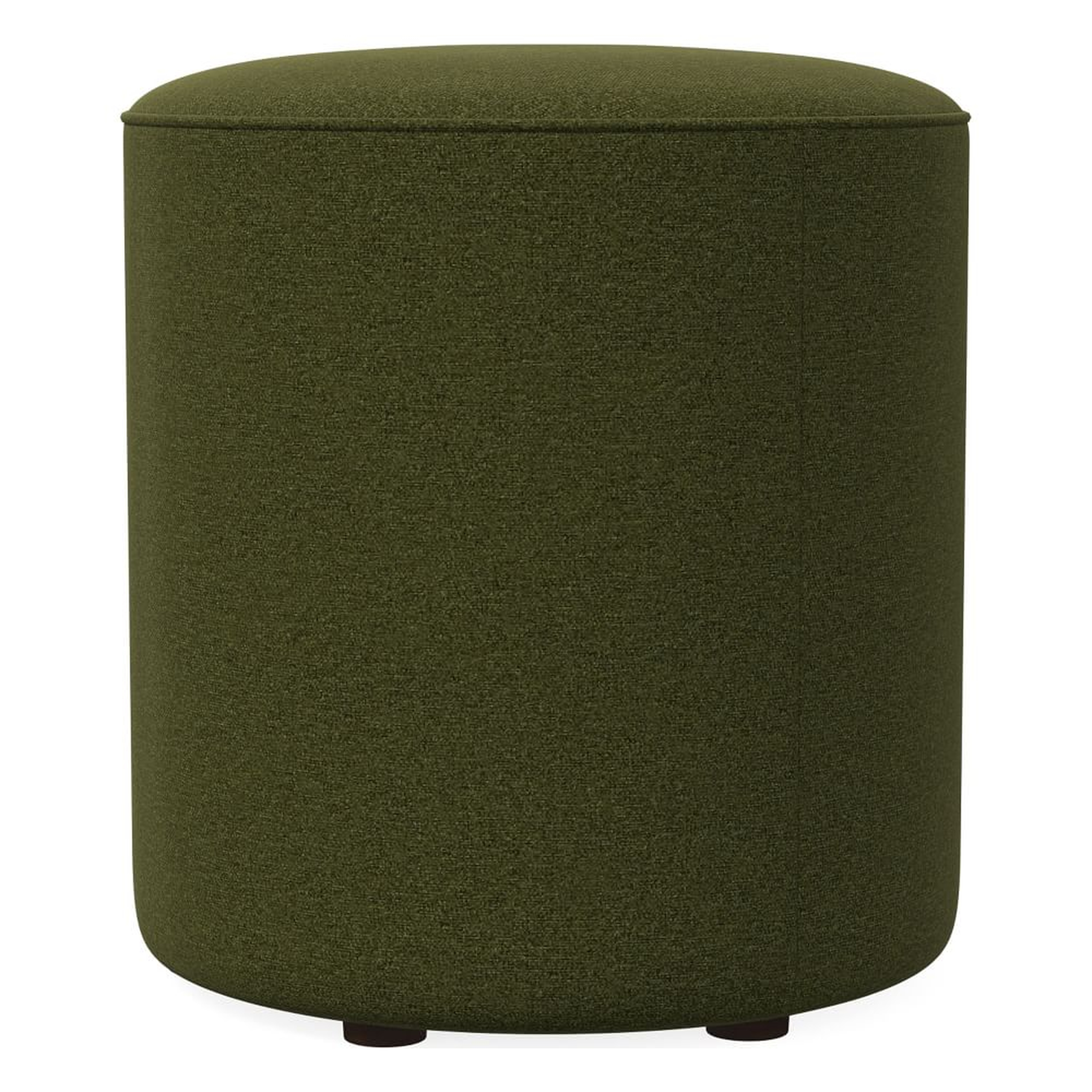 Isla Small Ottoman, Poly, Distressed Velvet, Tarragon, Concealed Supports - West Elm