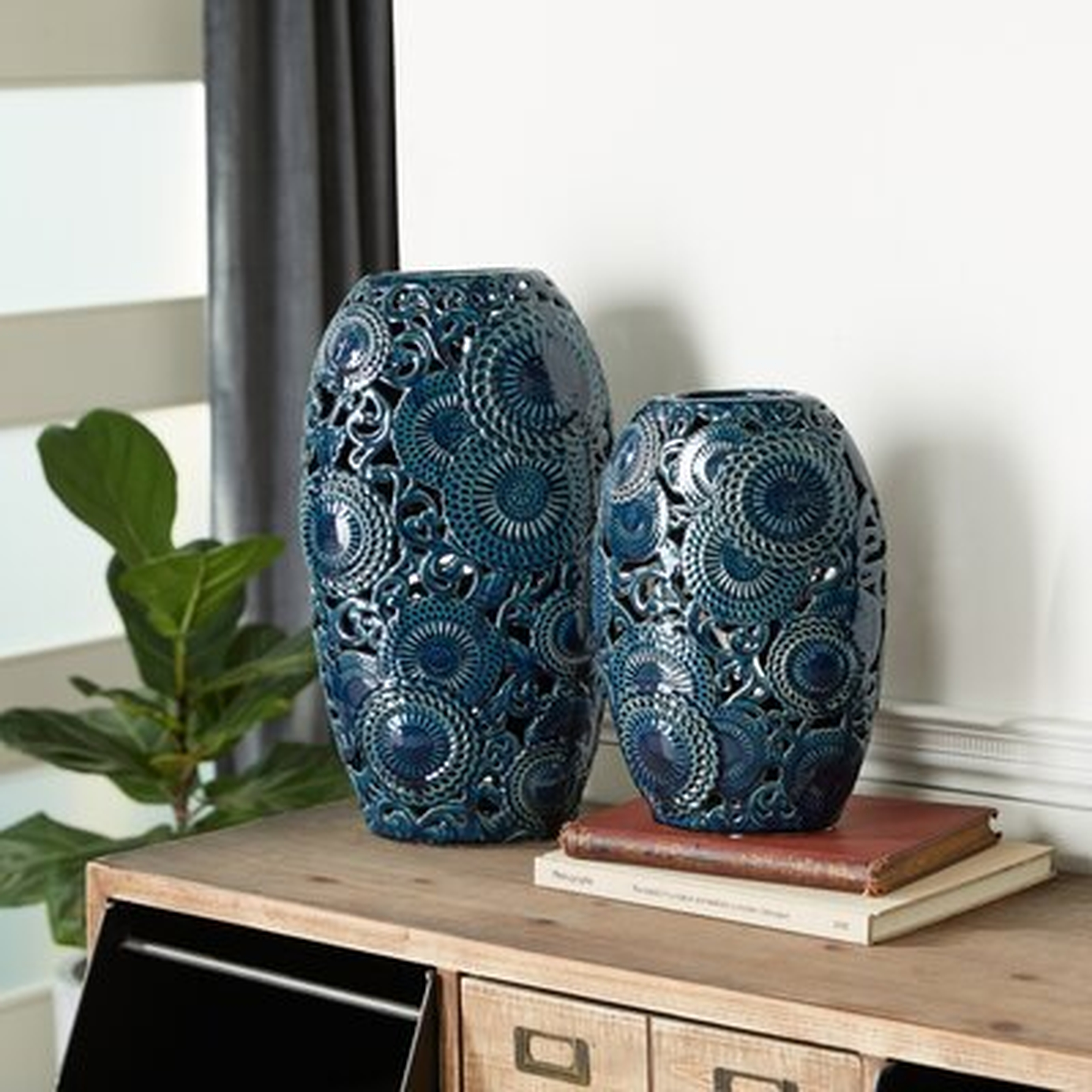 2 Piece Blue Aluminum Table Vase Set - Wayfair