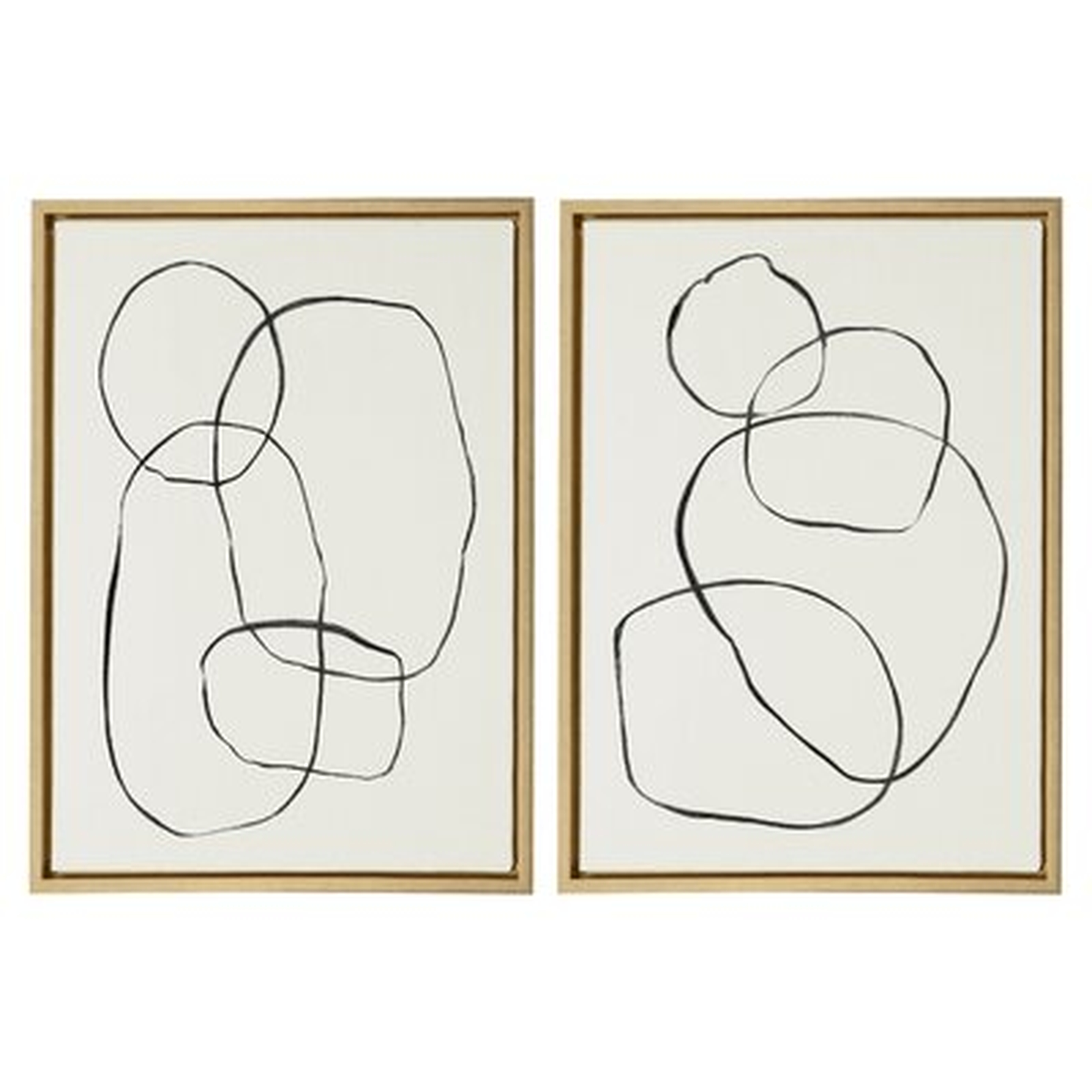 Circles Flinen by Teju Reval - 2 Piece Floater Frame Painting on Canvas - Wayfair