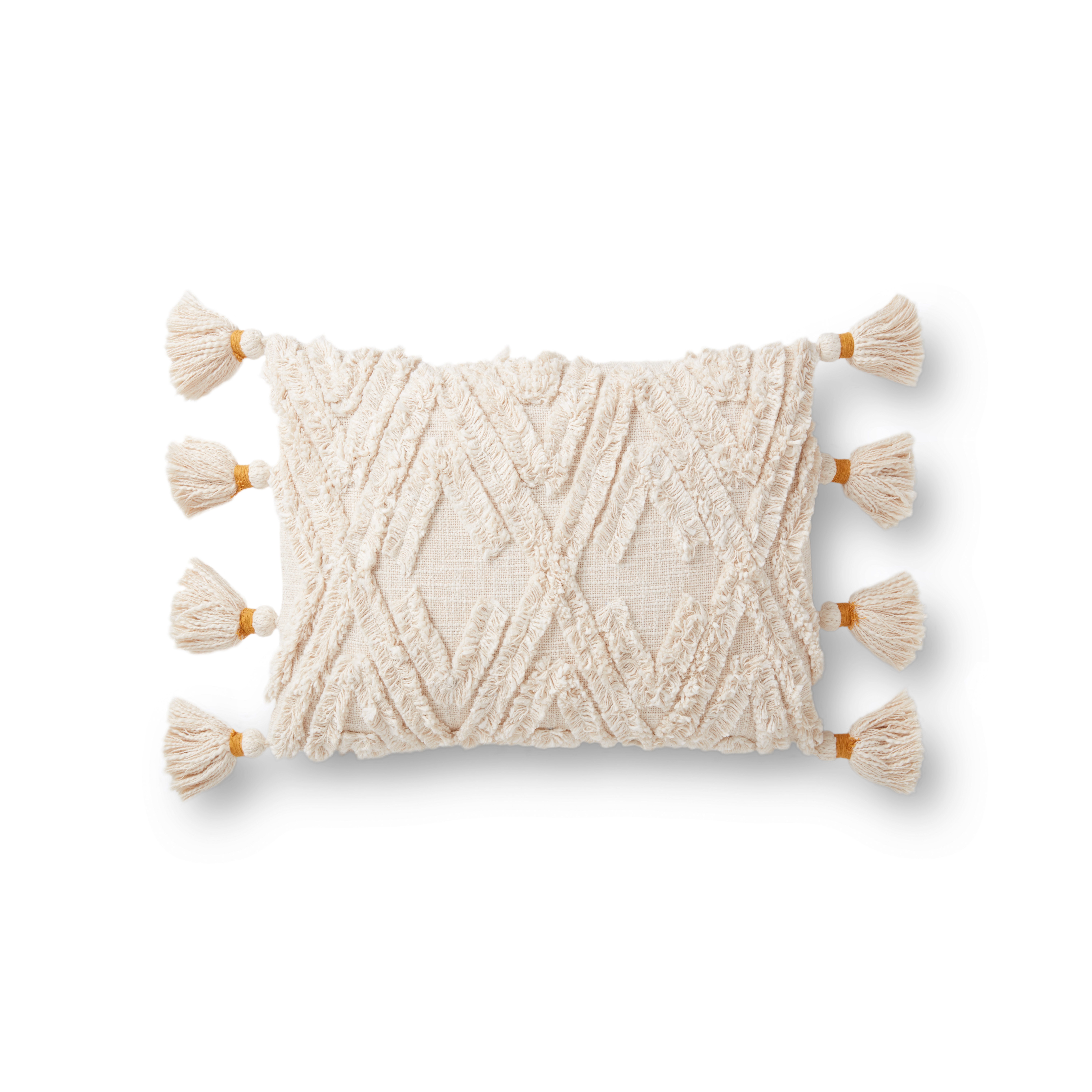 PILLOWS PMH0008 CREAM / GOLD 13" x 21" Cover w/Poly - Magnolia Home by Joana Gaines Crafted by Loloi Rugs