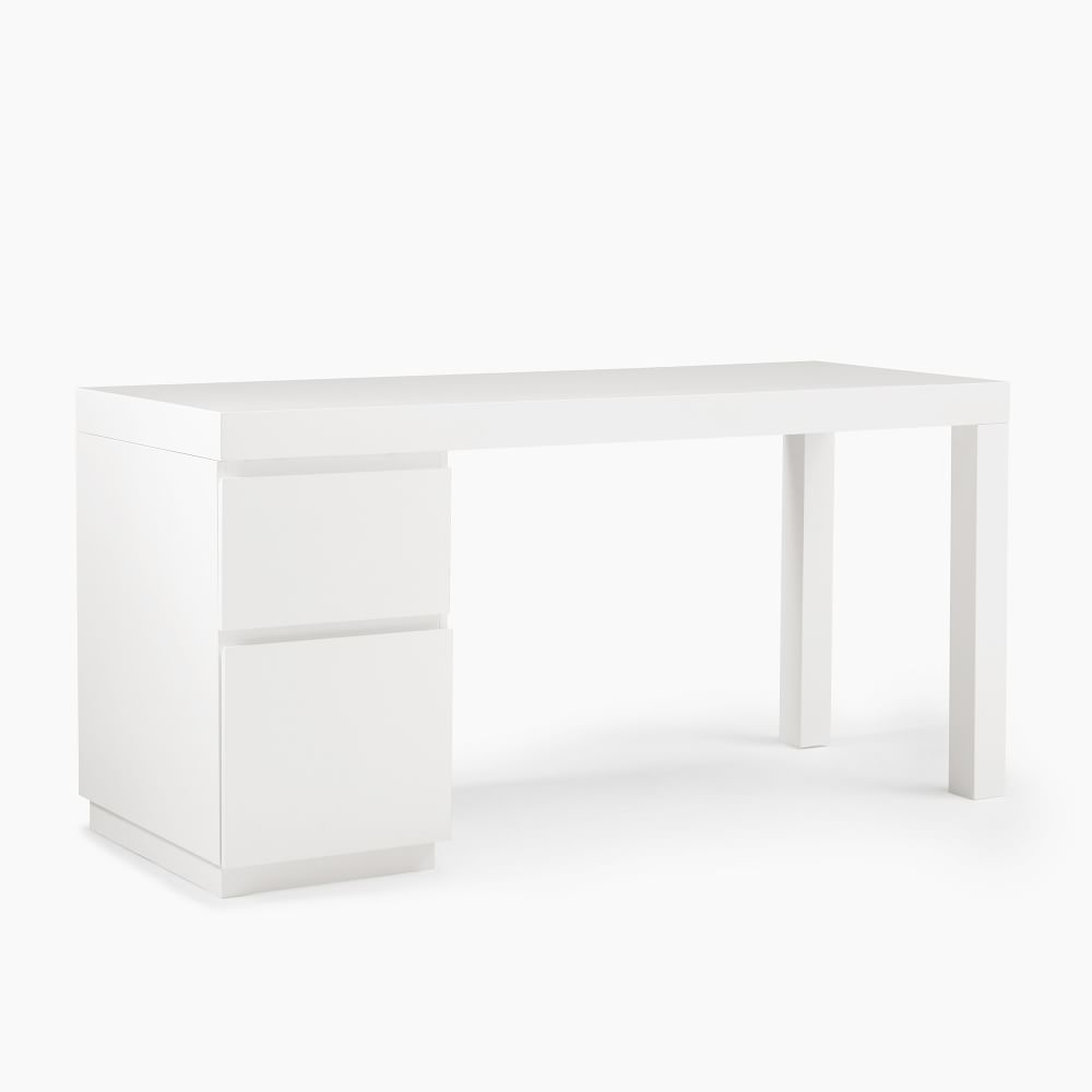 Parsons File Cabinet + Desk Set, White - West Elm