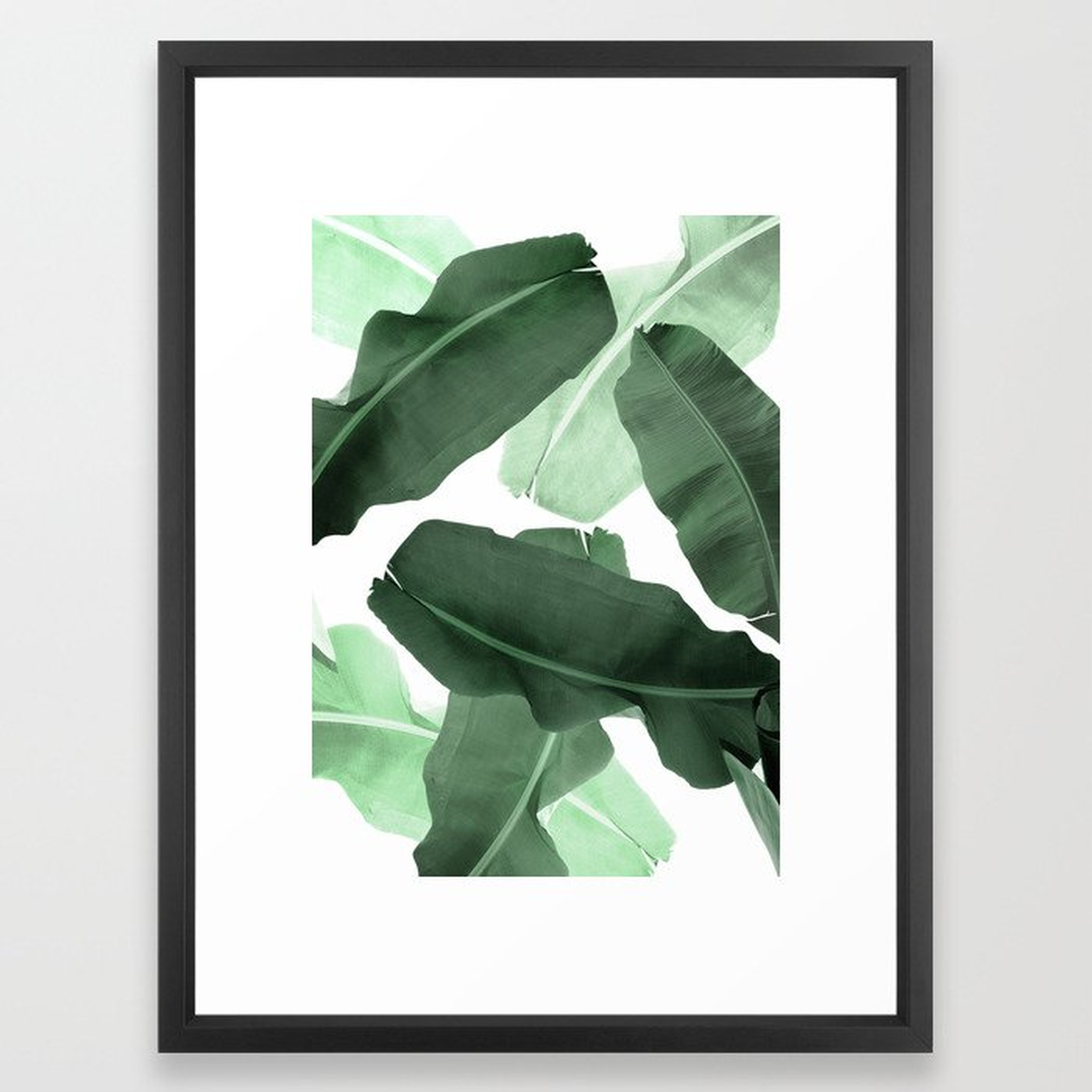 Green Banana Leaf Framed Art Print by Printsproject - Vector Black - MEDIUM (Gallery)-20x26 - Society6