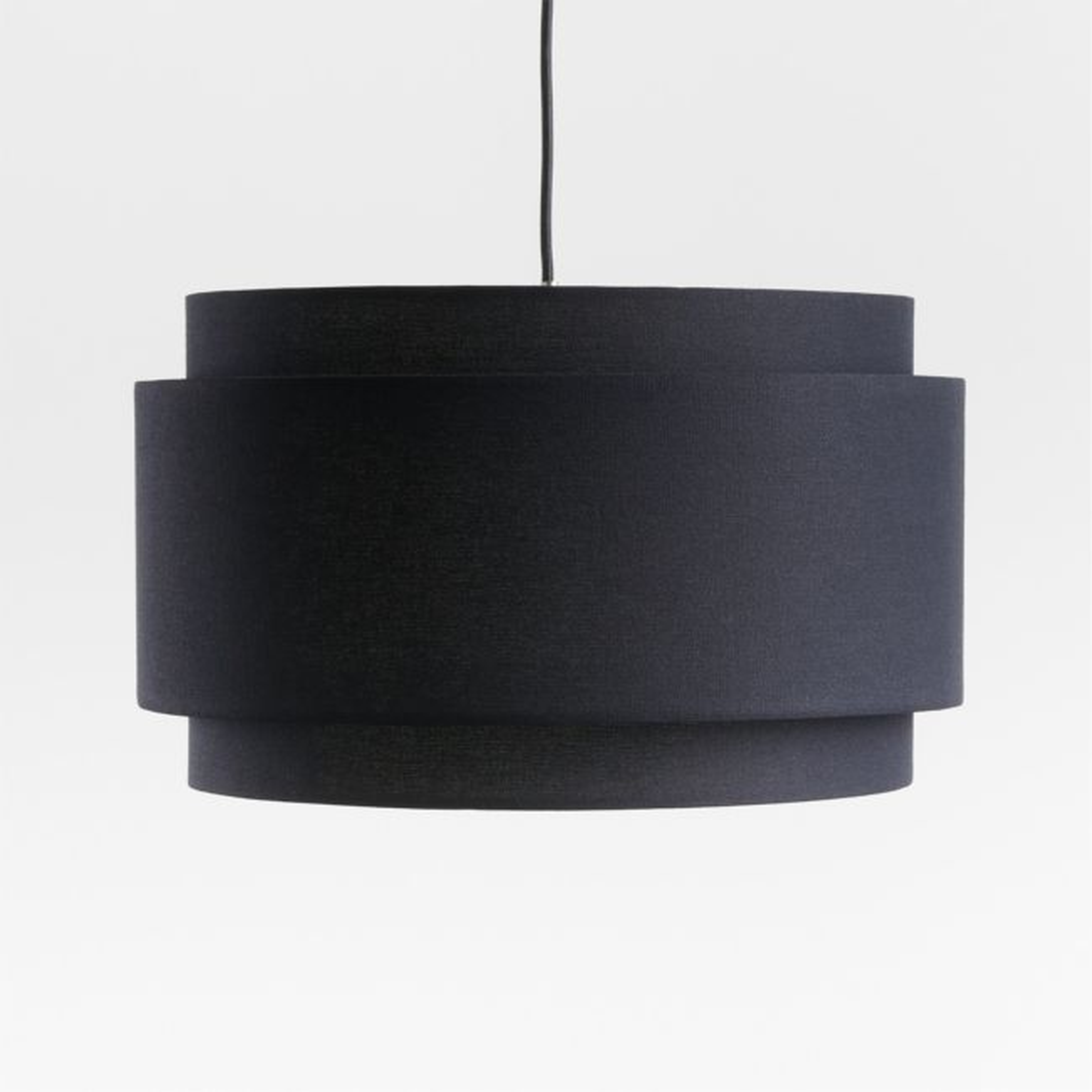 Avery Black Linen Double Drum Pendant Light - Crate and Barrel