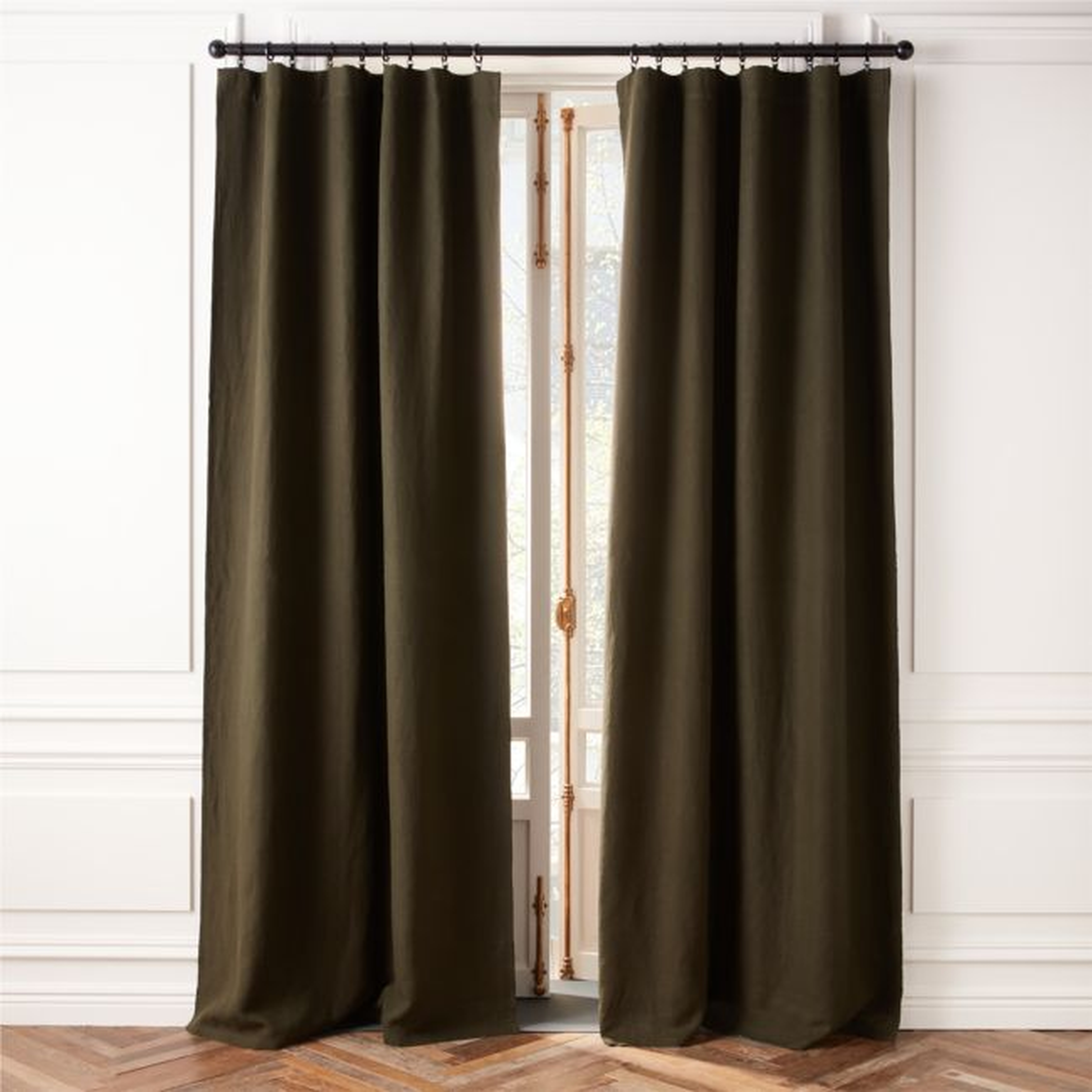 Green Blackout Linen Curtain Panel 48"x96" - CB2