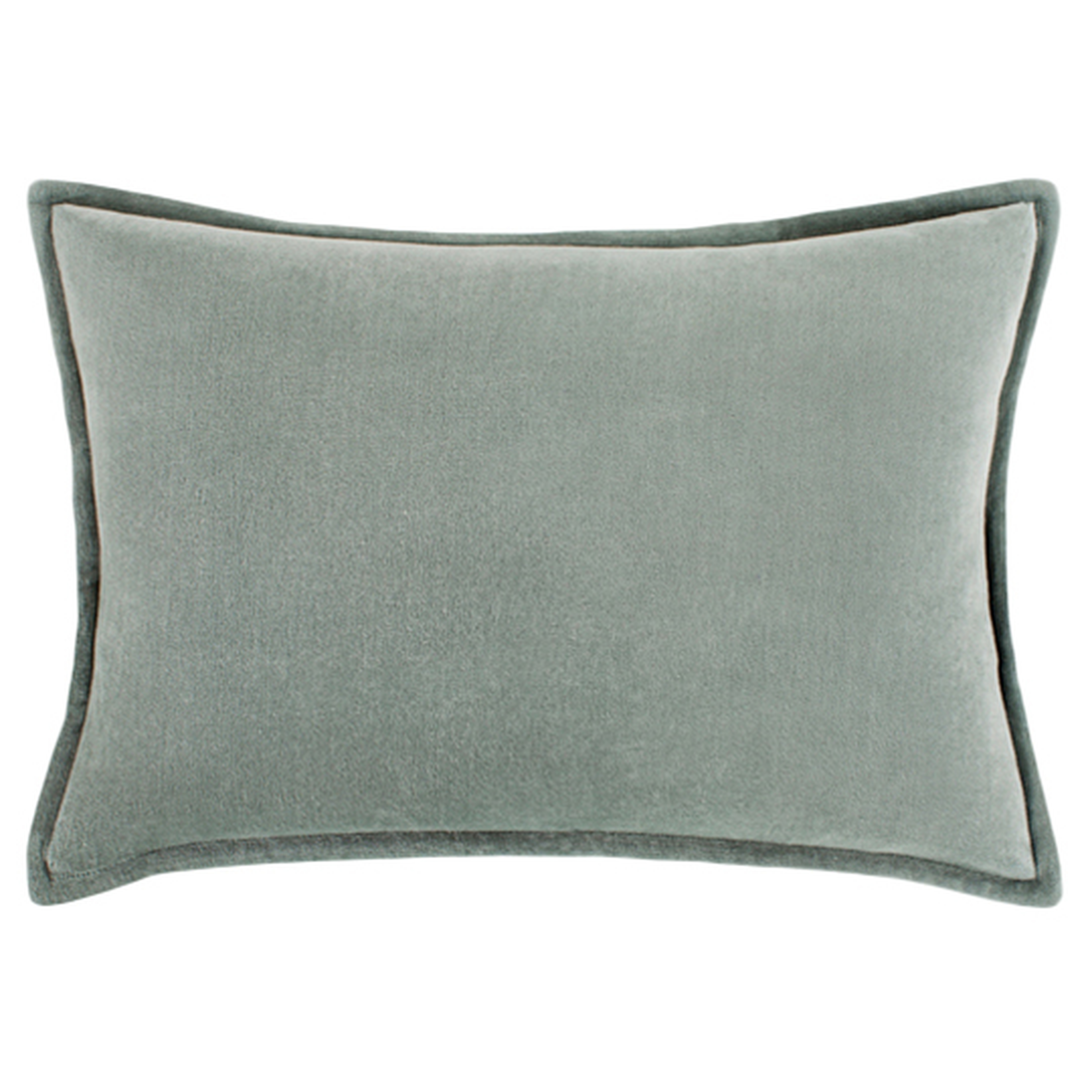 Anika Modern Classic Green Velvet Flange Down Lumbar Pillow - 13 x 19" - Kathy Kuo Home
