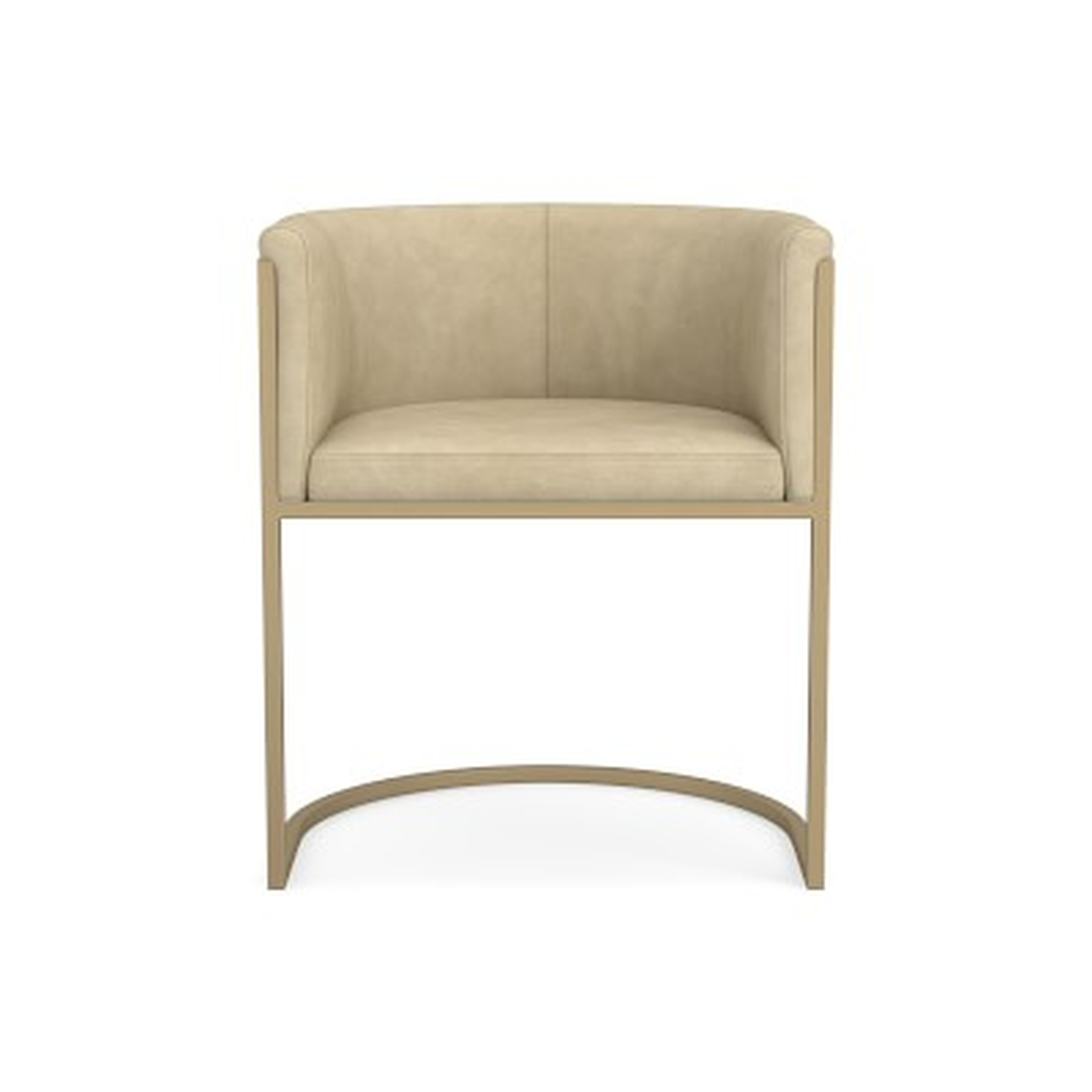 Remi Dining Armchair, Africa Leather, Beige, Antique Brass - Williams Sonoma