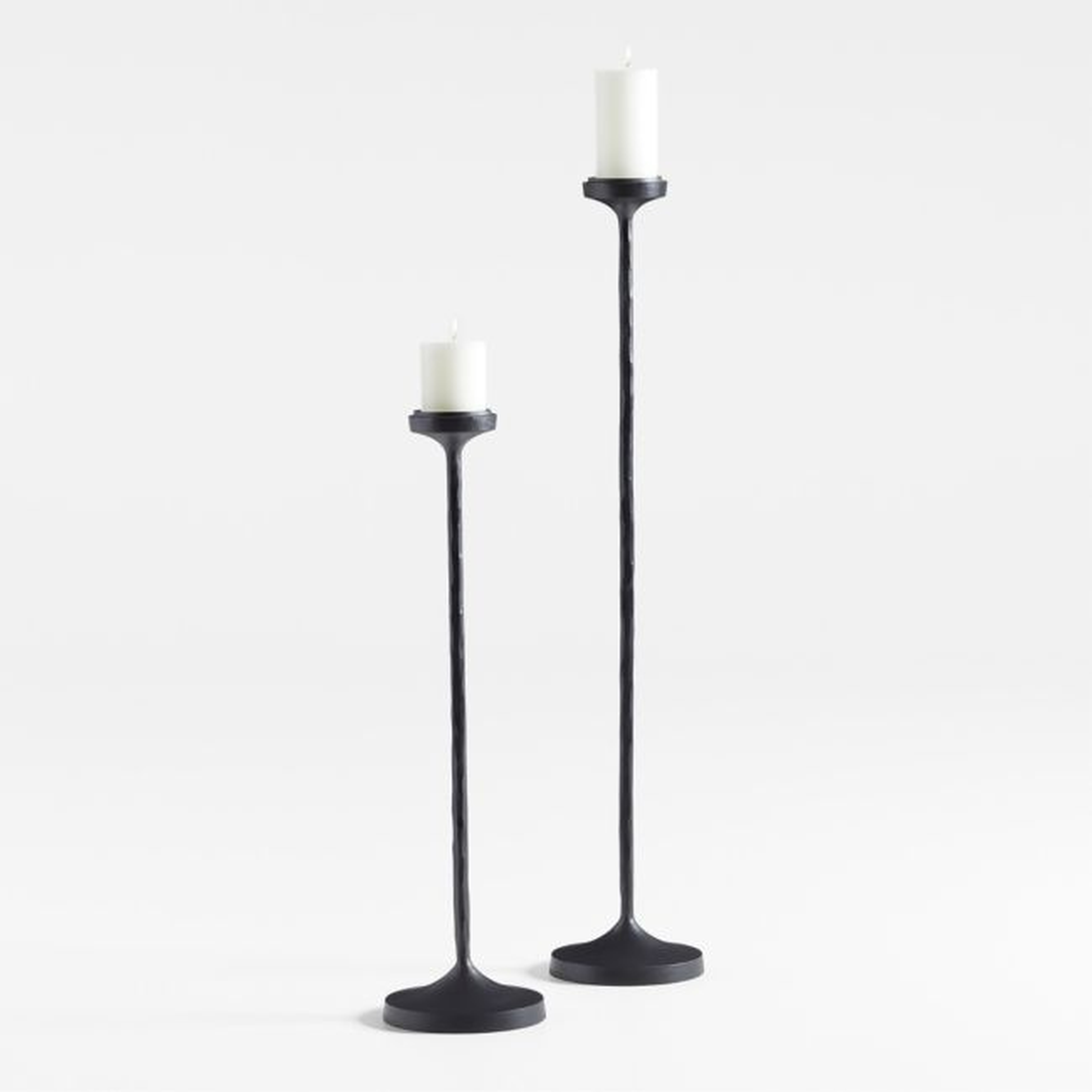 Maloy Black Metal Floor Pillar and Taper Holders, Set of 2 - Crate and Barrel