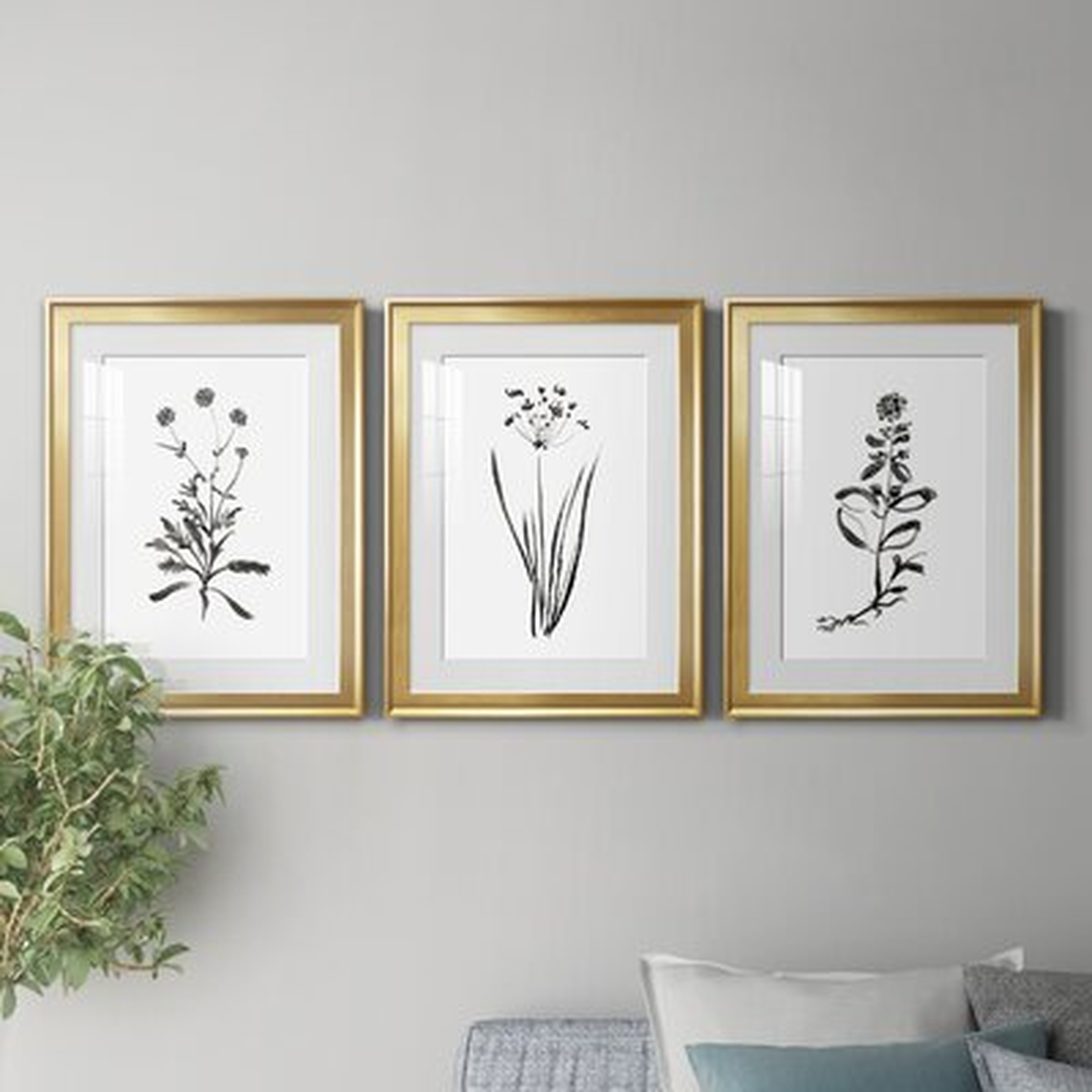 Inky Botanical I Premium Framed Print - Ready To Hang - Wayfair
