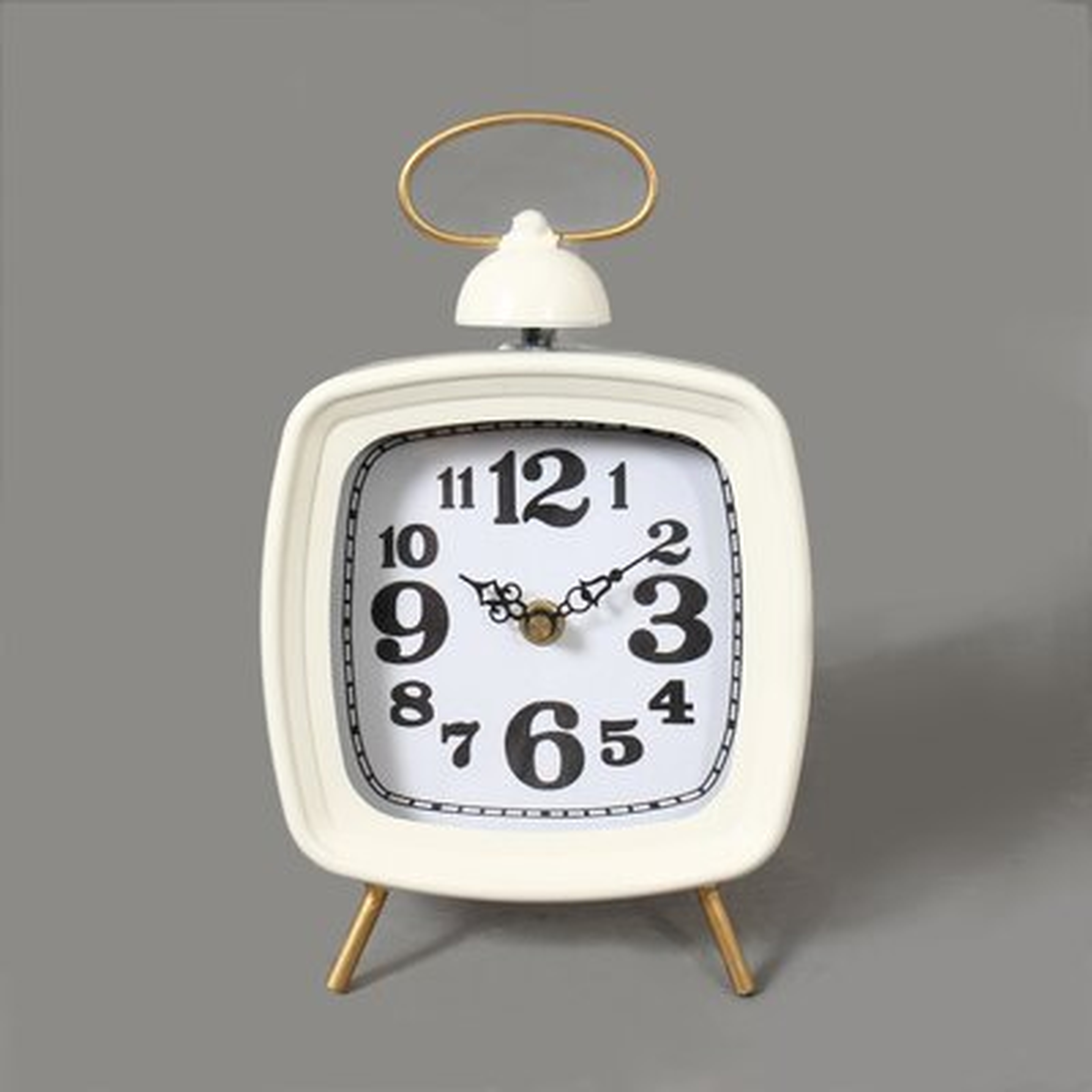 Analog Quartz Tabletop Clock in White - Wayfair