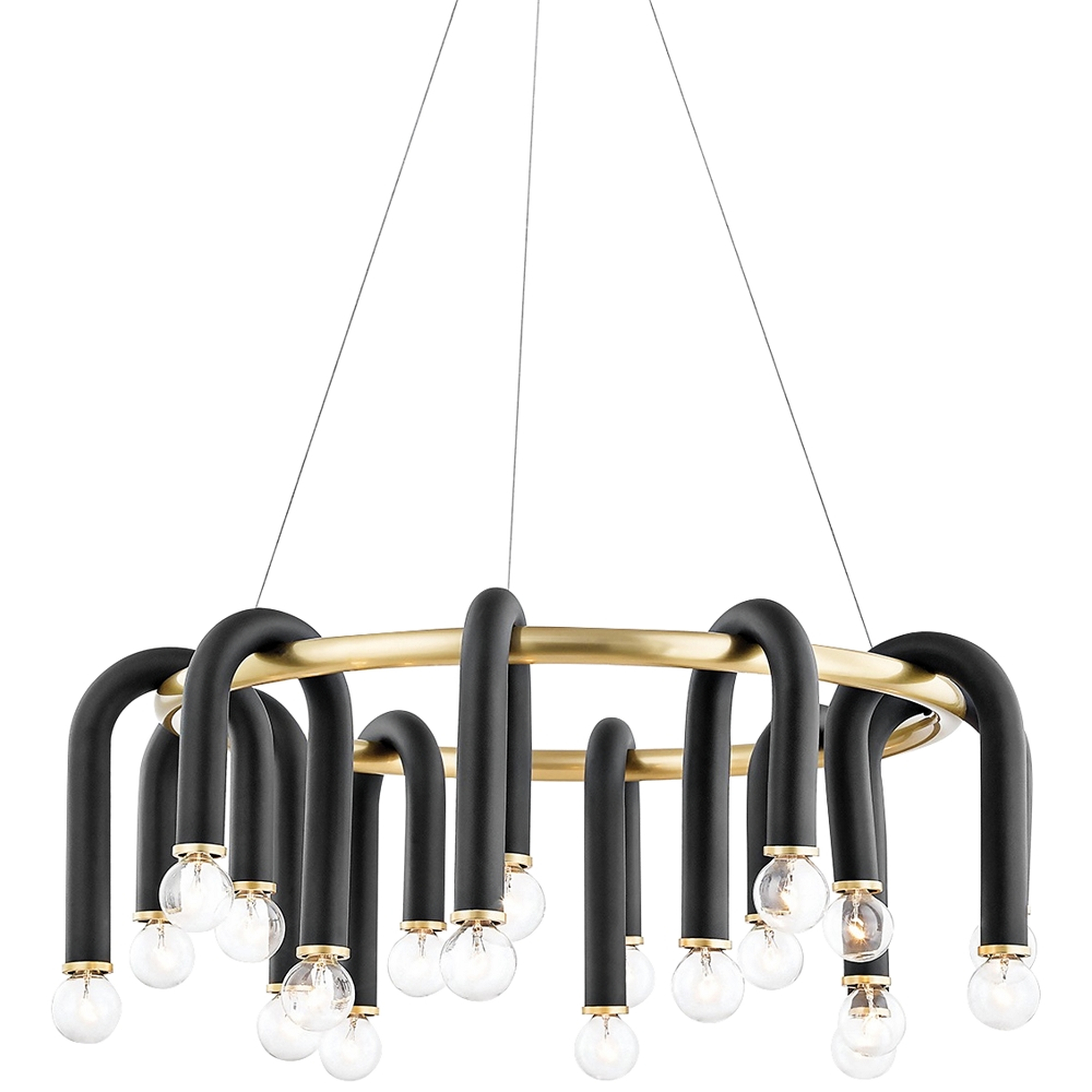 Mitzi Whit 28 3/4"W 20-Light Aged Brass and Black Chandelier - Style # 88F33 - Lamps Plus