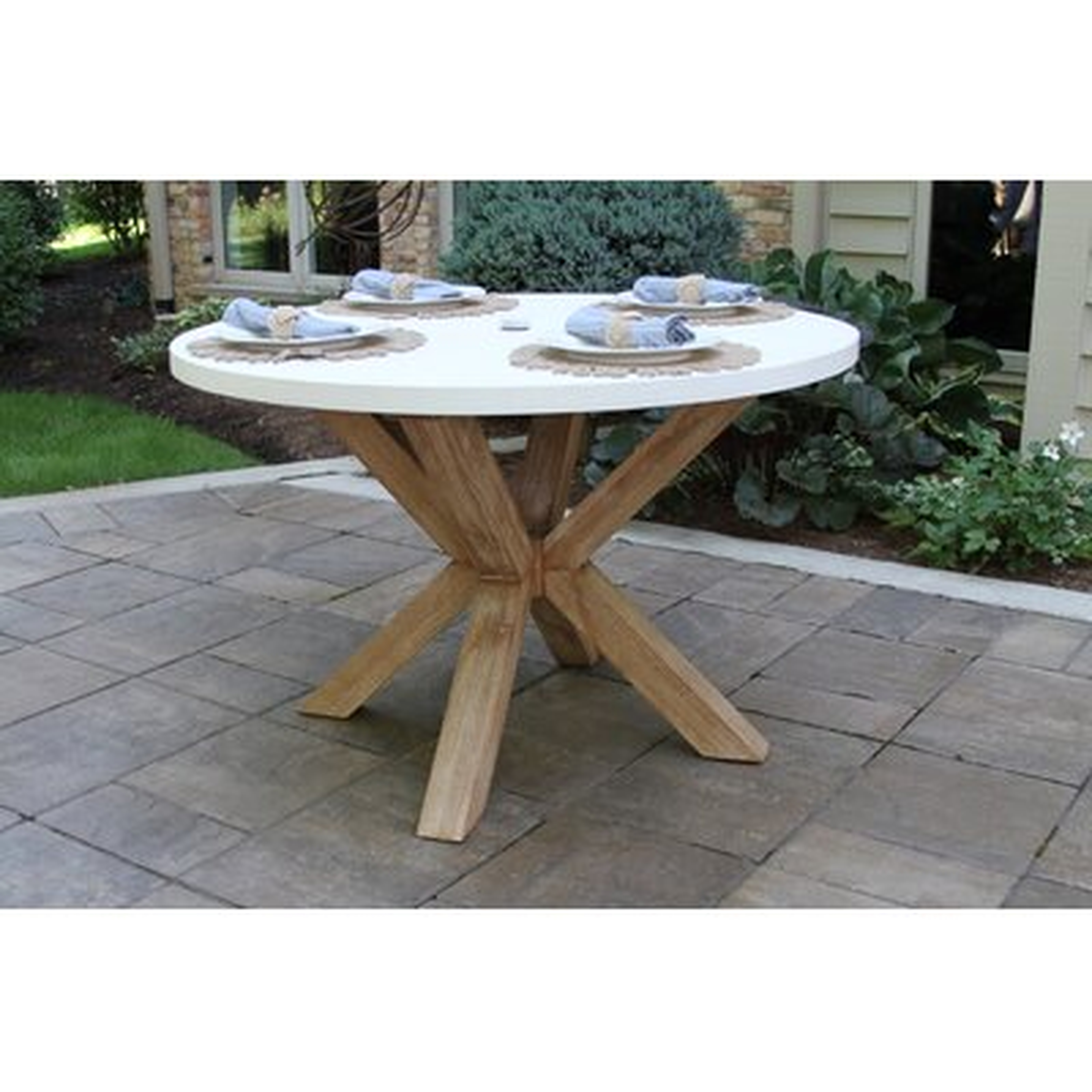 Ivory Composite Eucalyptus Wash Round Dining Table - Wayfair
