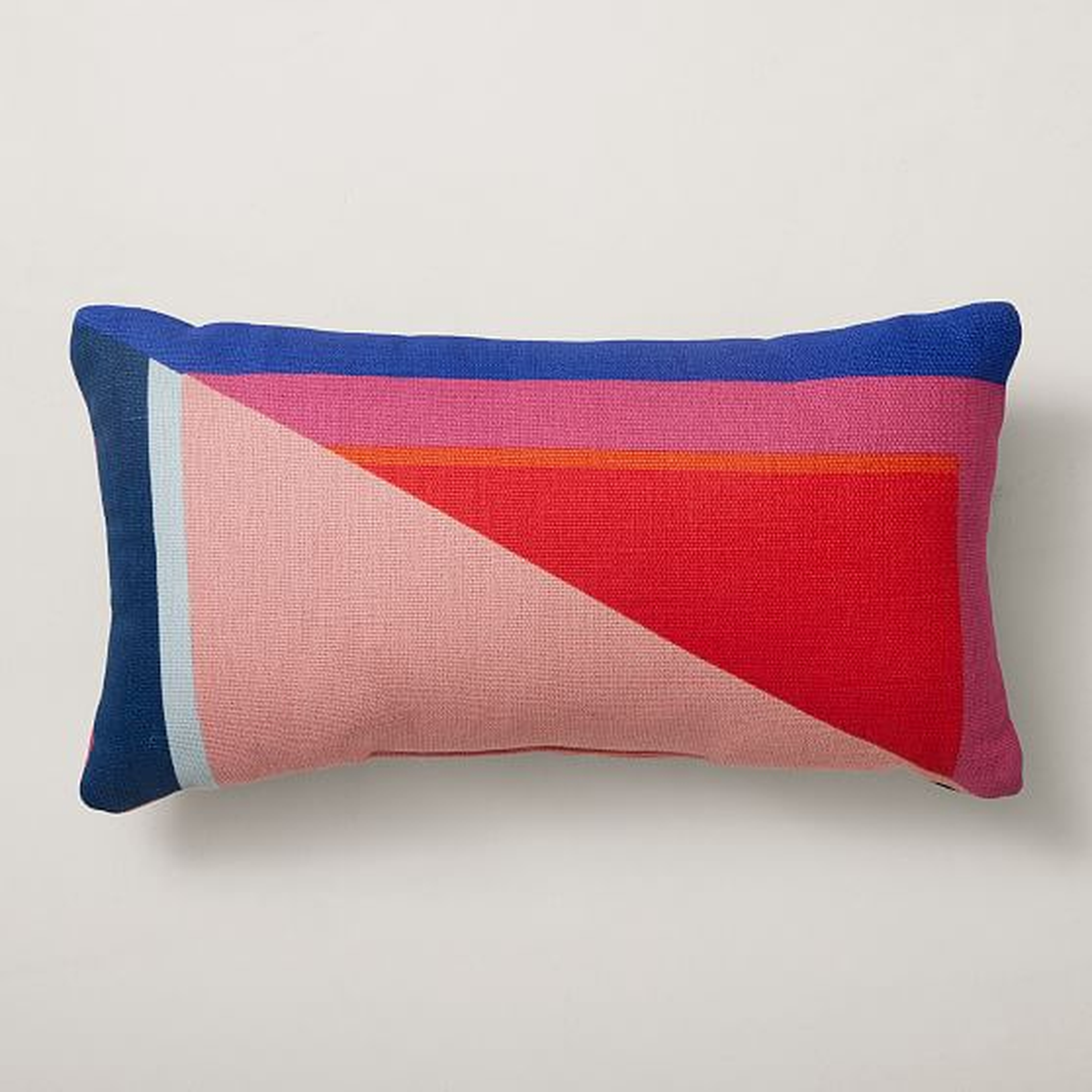 Outdoor Split Colorblock Pillow, 14"x26", Magenta - West Elm