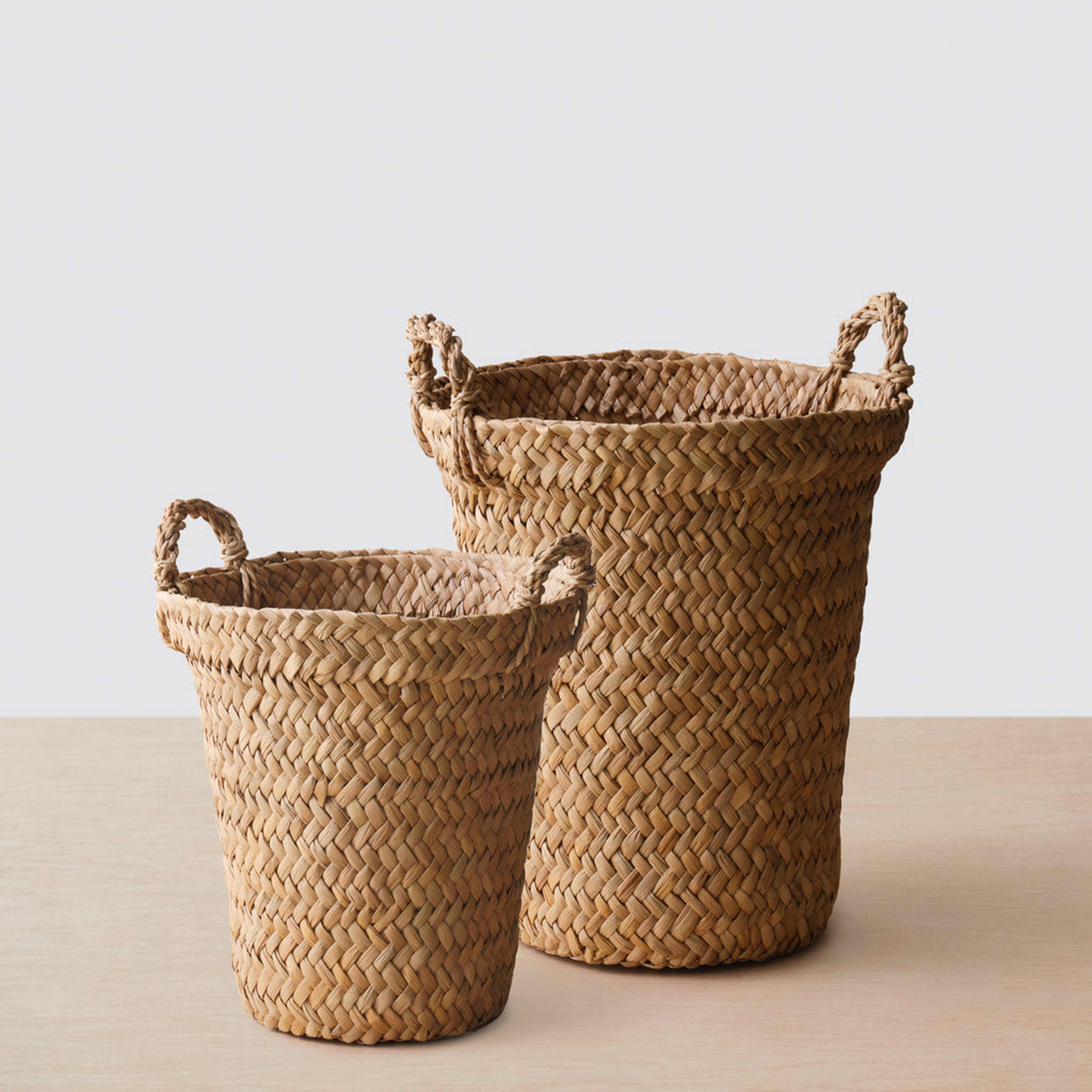 The Citizenry Totora Storage Basket Set of 2 | Medium/Large | Tan - The Citizenry