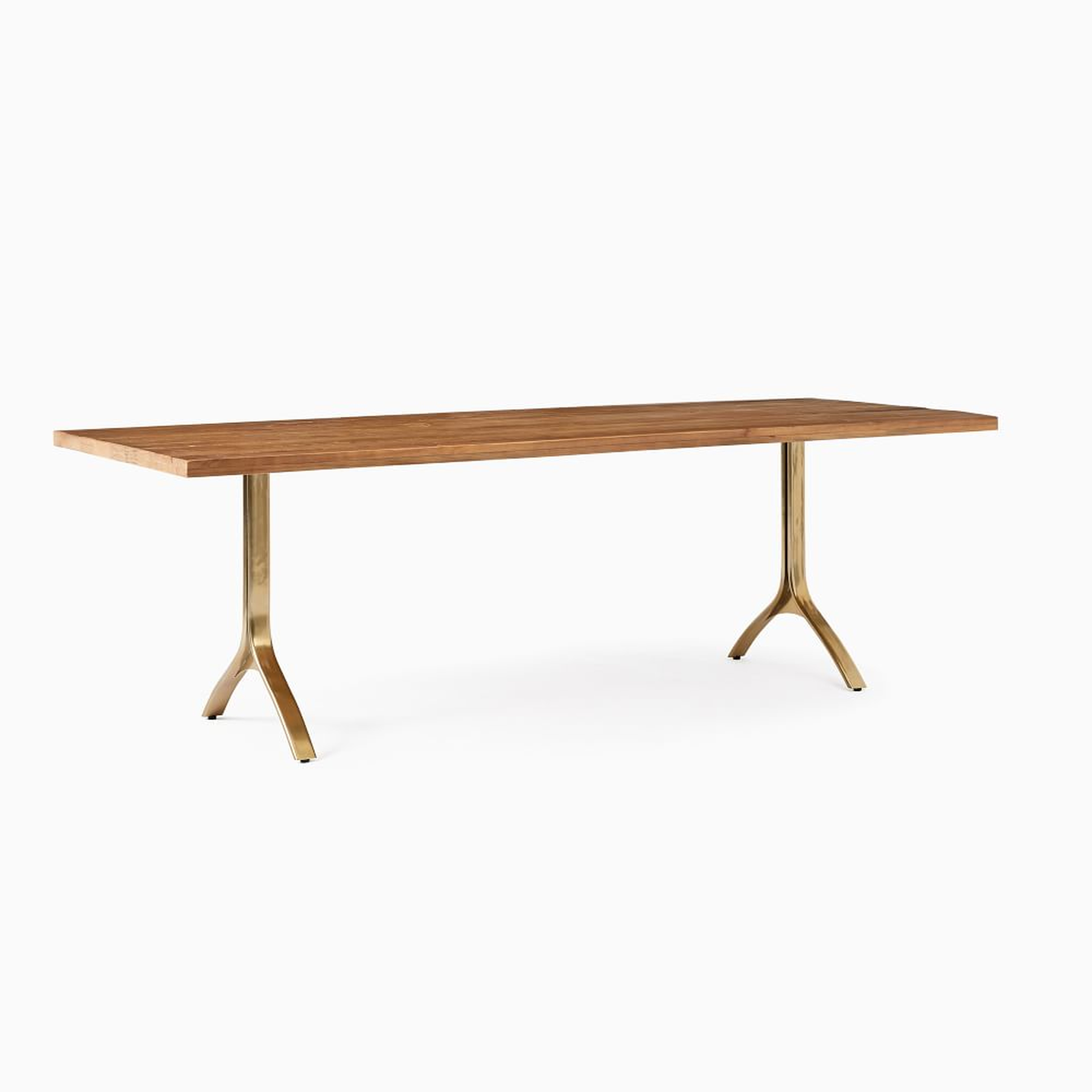 Avery Wishbone 94" Dining Table, Natural, Antique Brass - West Elm