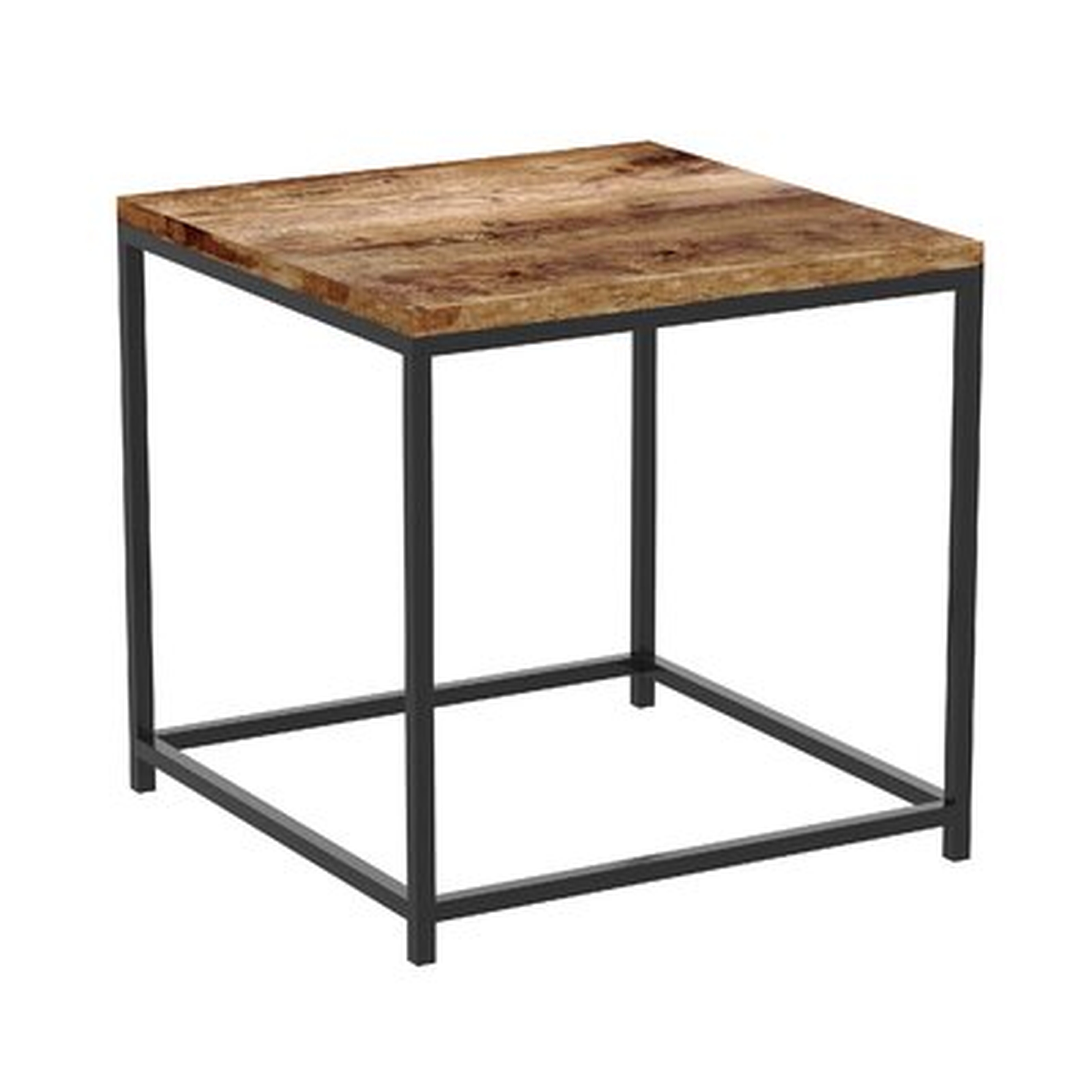 Accent Table 16L Square Brown Reclaimed Wood Black Metal - Wayfair