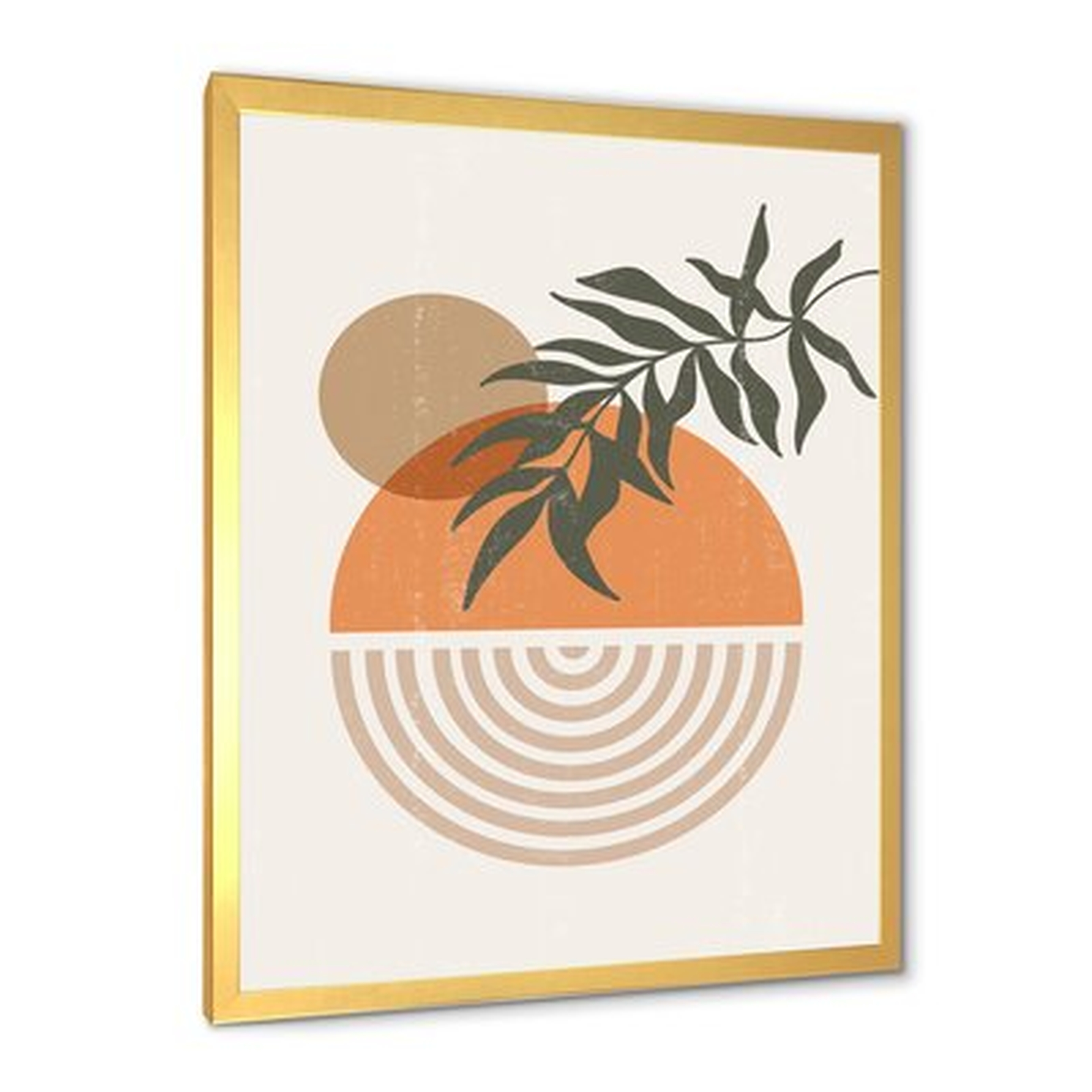 Abstract Geometrical Sun And Moon With Leaf I - Modern Canvas Wall Art Print FDP35882 - Wayfair