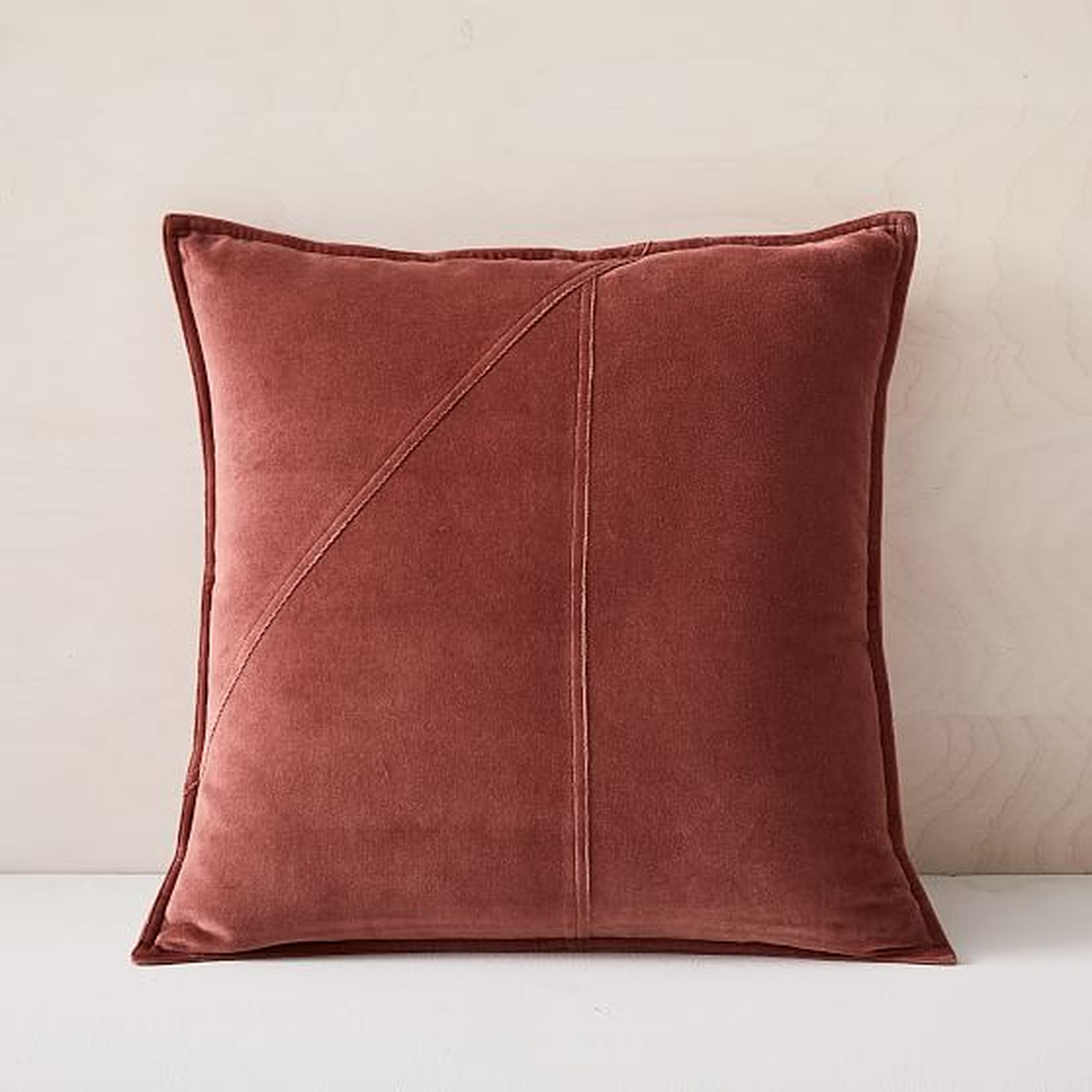 Washed Cotton Velvet Pillow Cover, Set of 2, Pink Grapefruit, 18"x18" - West Elm