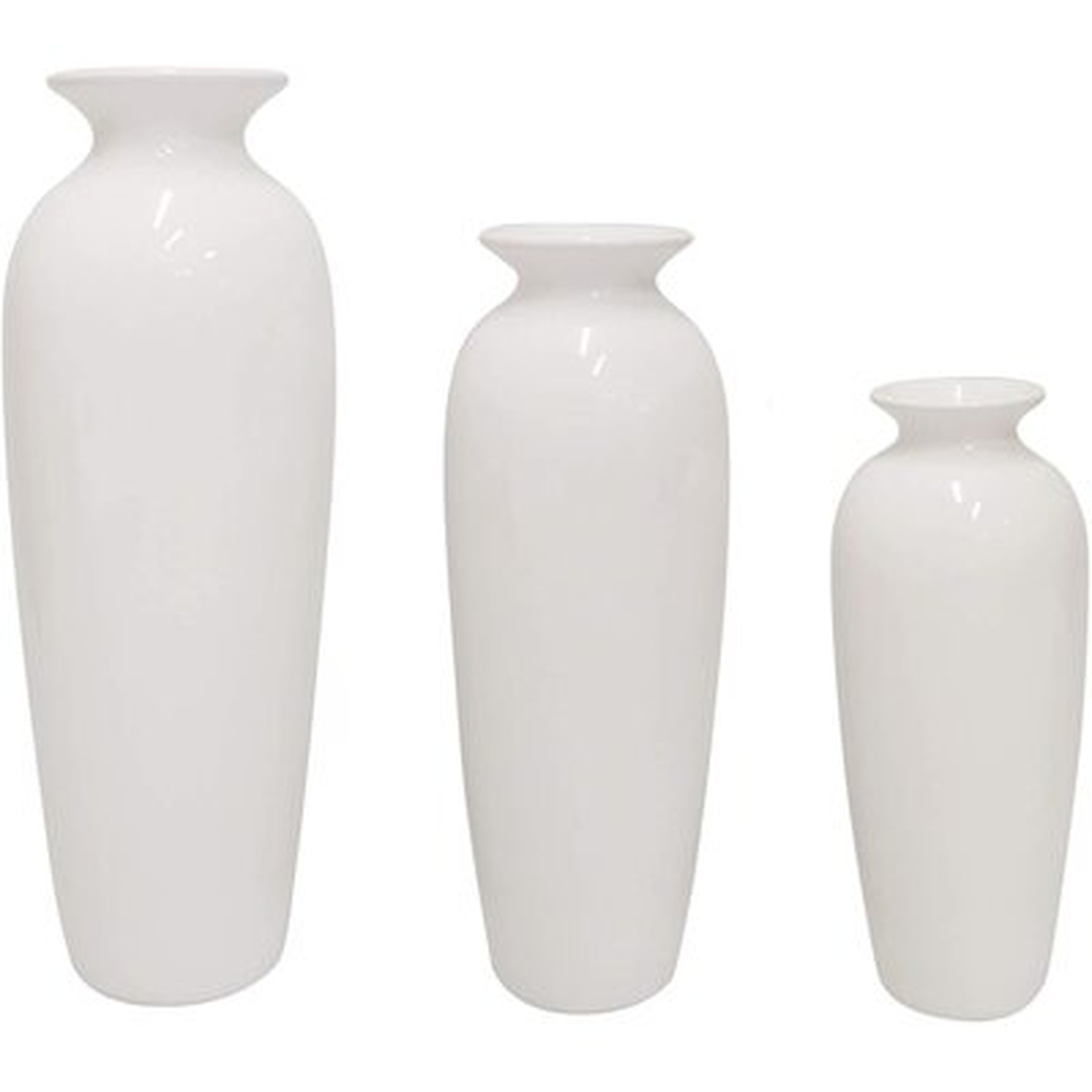 Set Of 3, Gray Ceramic Vase - Wayfair