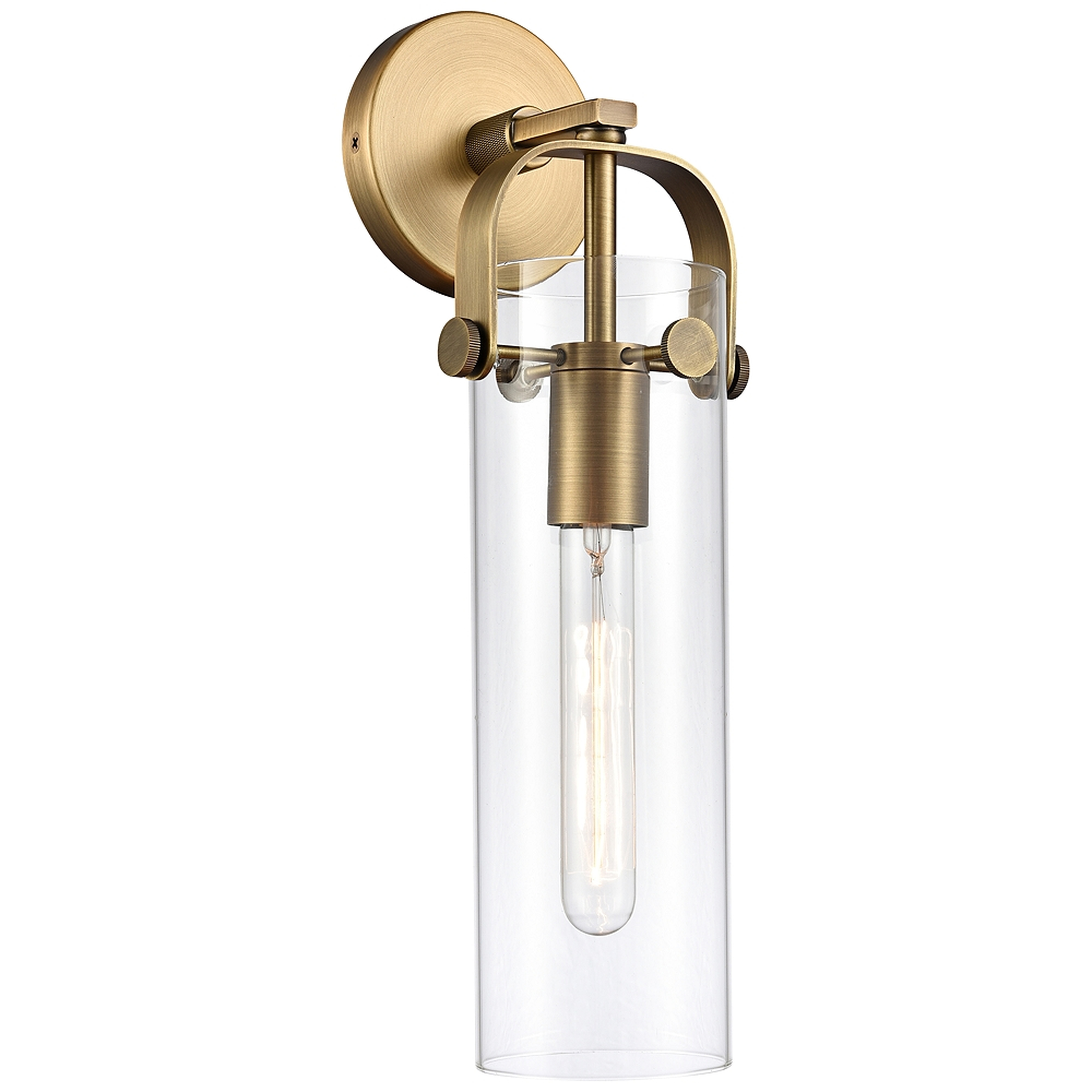 Pilaster 16 3/4"H Brushed Brass Cylinder Glass Wall Sconce - Style # 84K46 - Lamps Plus