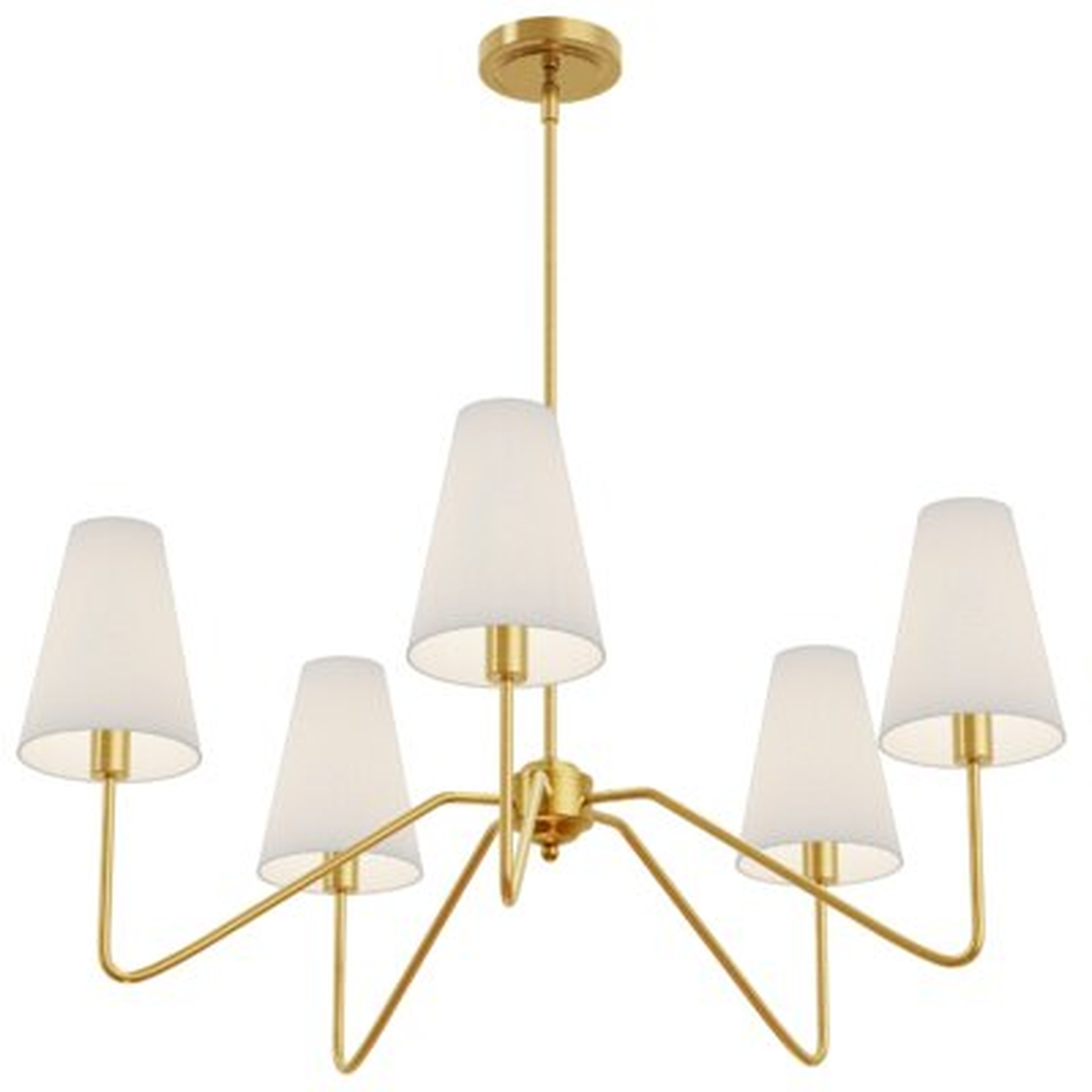 30"Dia 5-Arm Classic Chandeleirs Polished Gold With White Linen Shades,200W - Wayfair