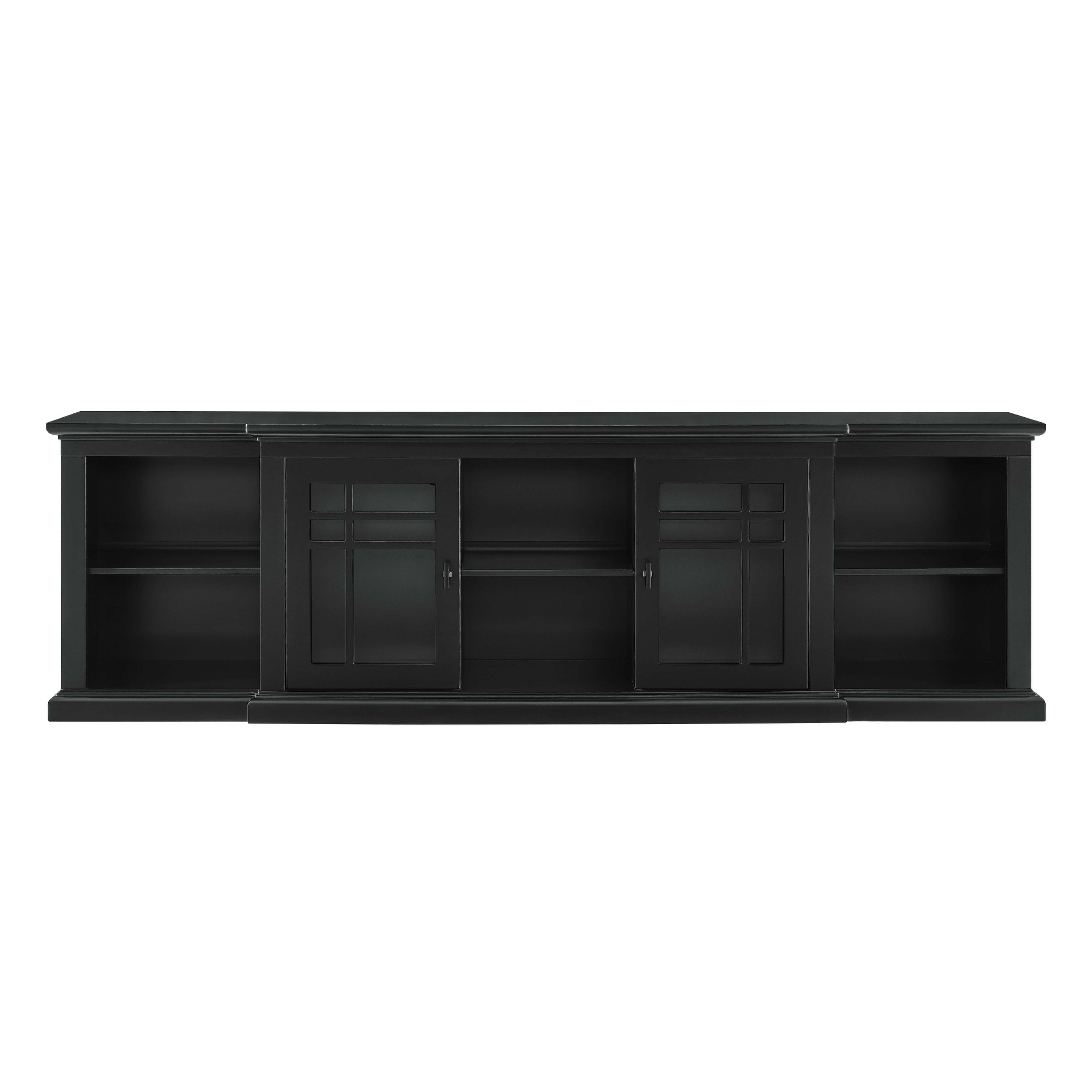 Classic Detailed Glass-Door Storage TV Stand for TVs up to 88” – Black - Walker Edison
