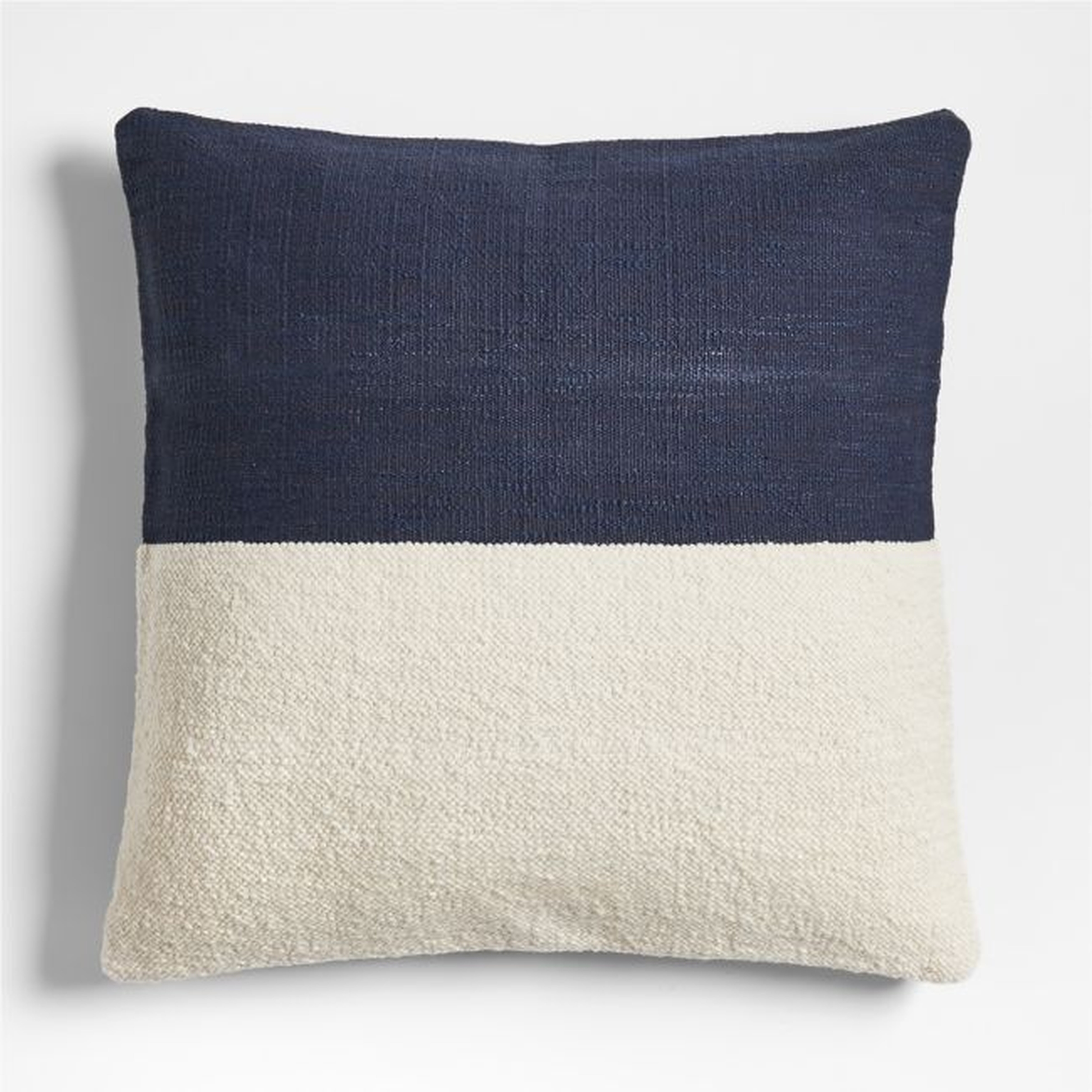 Biella Wool-Cotton Blend Textured 23"x23" Deep Indigo Blue Throw Pillow with Down-Alternative Insert - Crate and Barrel