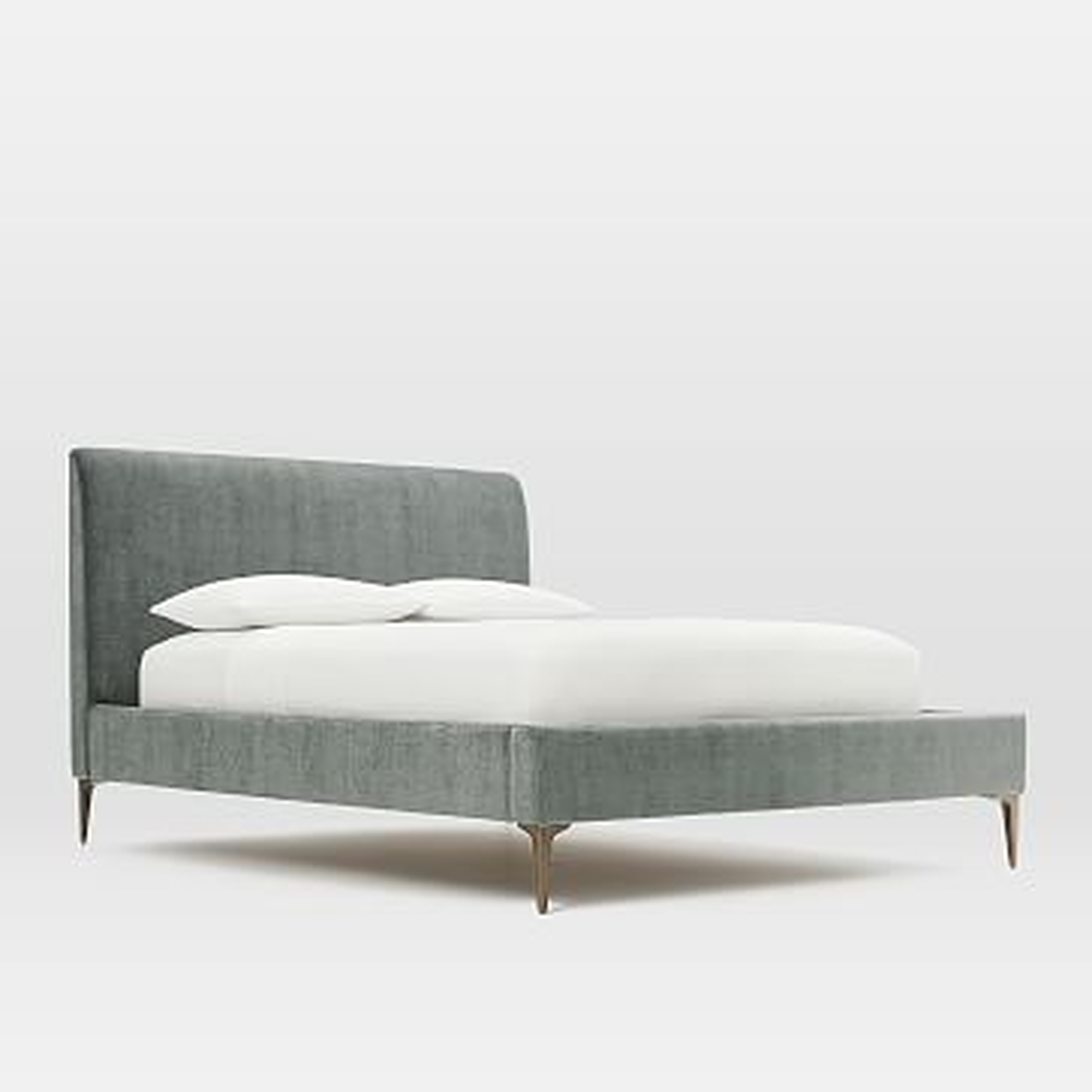 Andes Deco Upholstered Bed- King, Distressed Velvet, Mineral Gray - West Elm